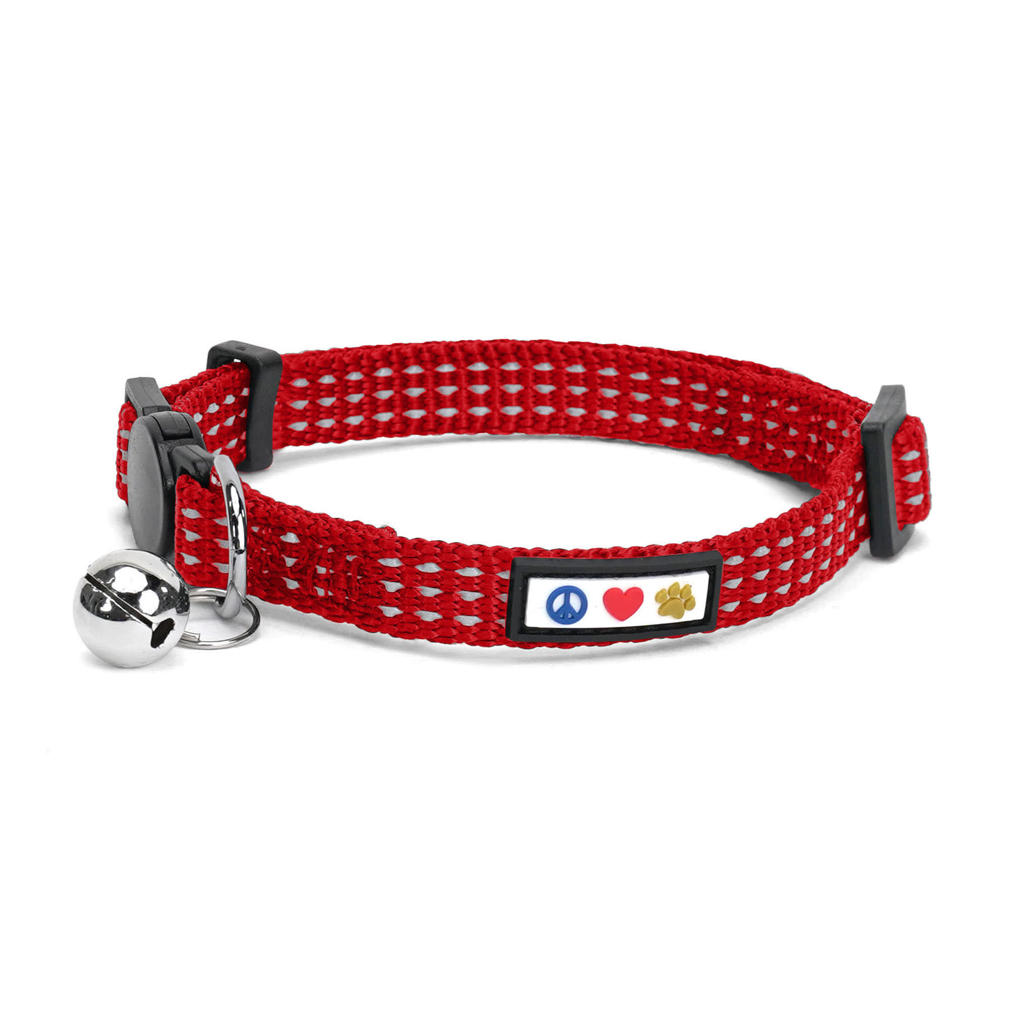 thumbnail interactive-video image 1 of 8 Colors Pet Cat Dog Necklace Safety Buckle Small Dog Patch Cloth Bell Collar Pu 1 of 14