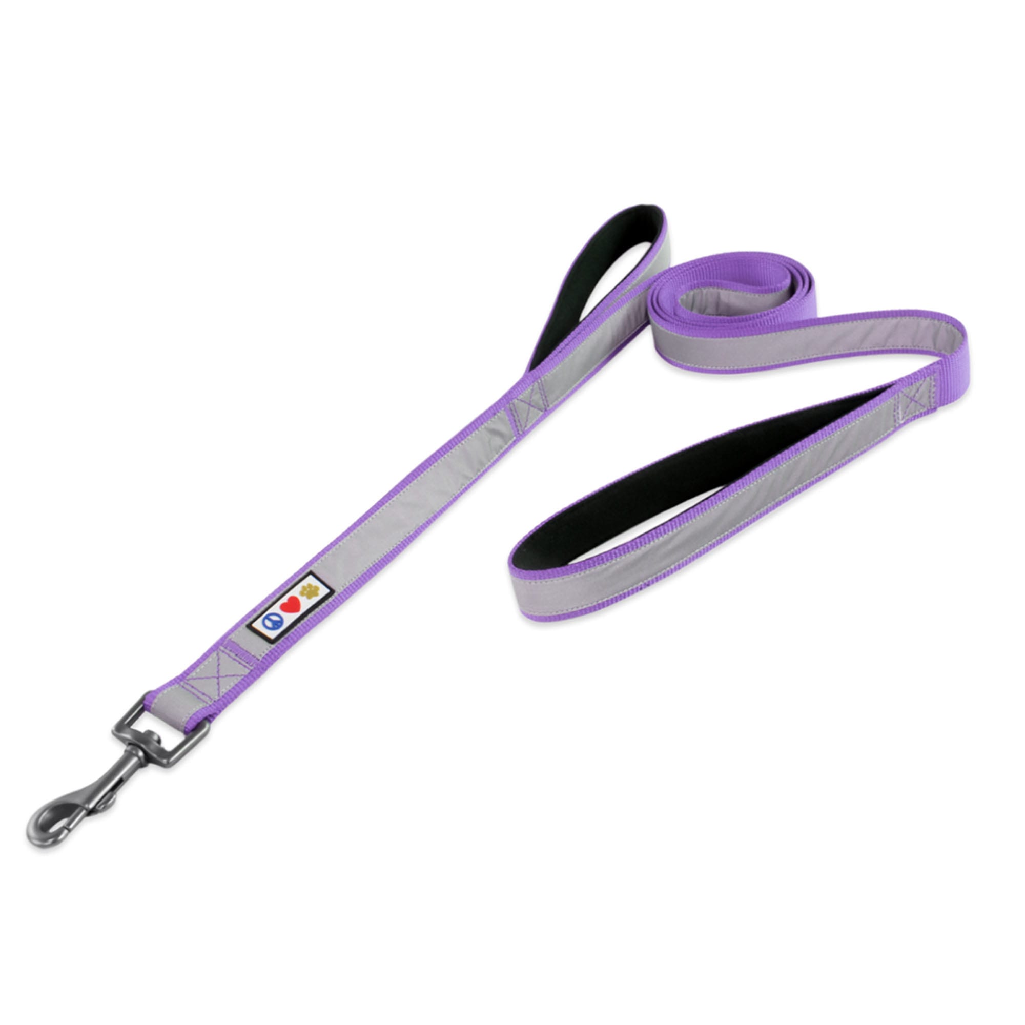 Pawtitas Reflective Purple Dog Leash with Dual Handles & Padding