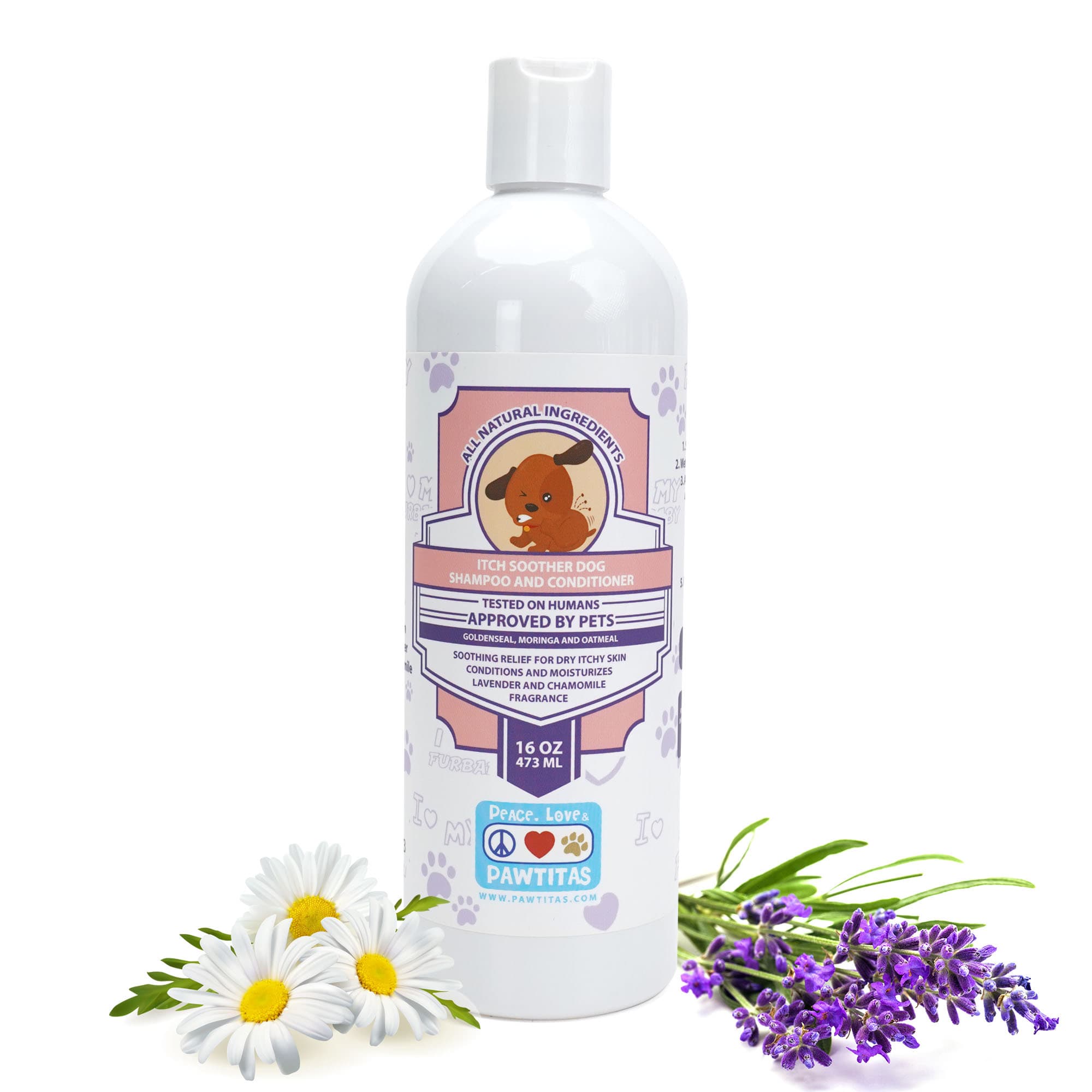 Pawtitas Organic Lavender & Chamomile Dog Shampoo & Conditioner 16 oz