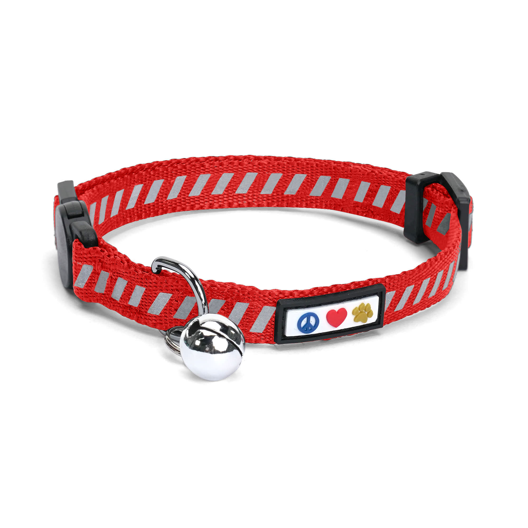 Pawtitas Traffic Red Reflective Safety Buckle Removable Bell Kitten or