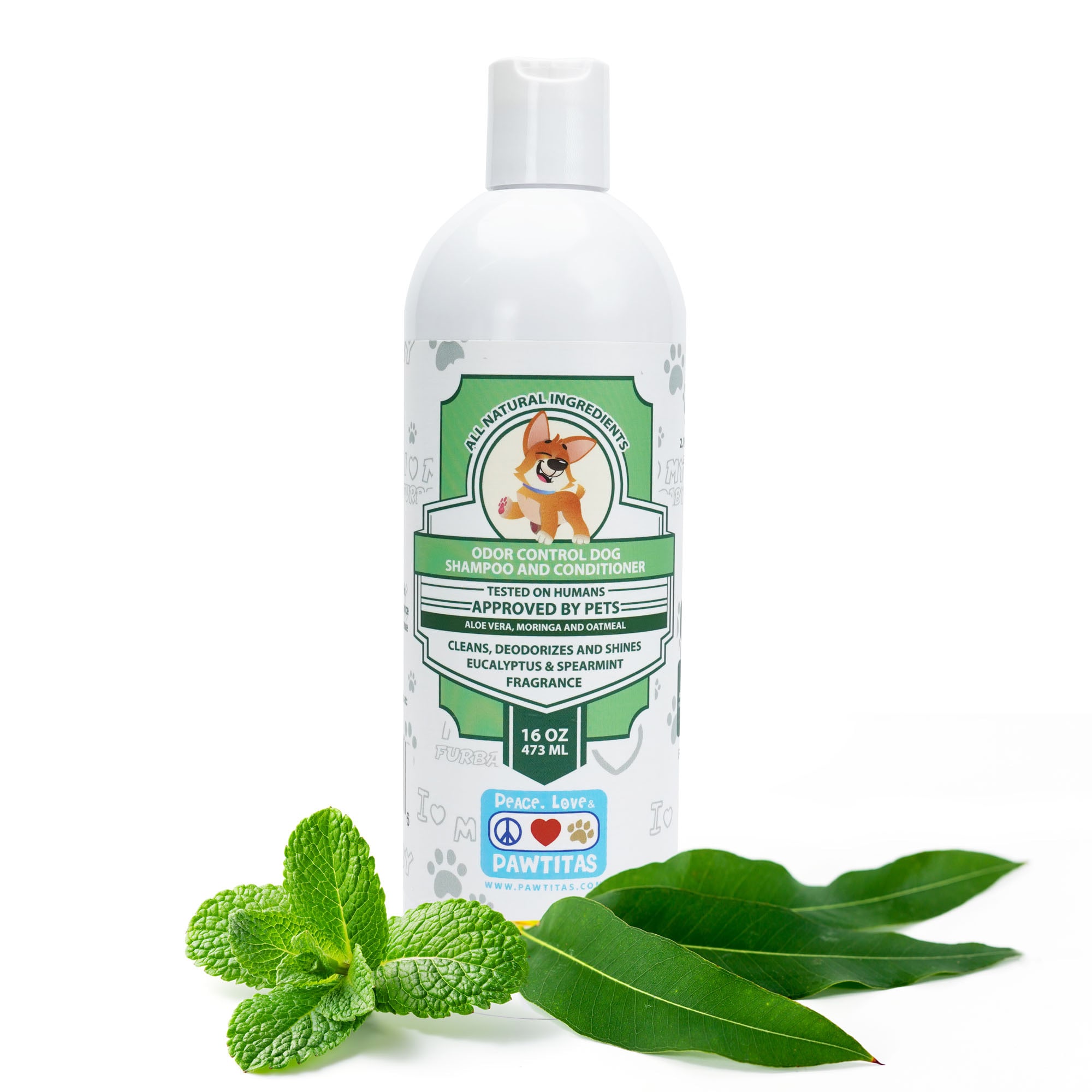 Pawtitas Organic Eucalyptus & Spearmint Dog Shampoo & Conditioner 16 oz
