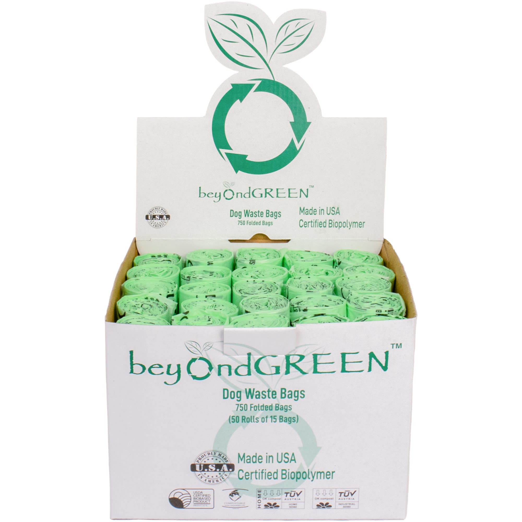 beyondGREEN PlantBased Dog Poop Waste Bags for Leash Dispenser, 750