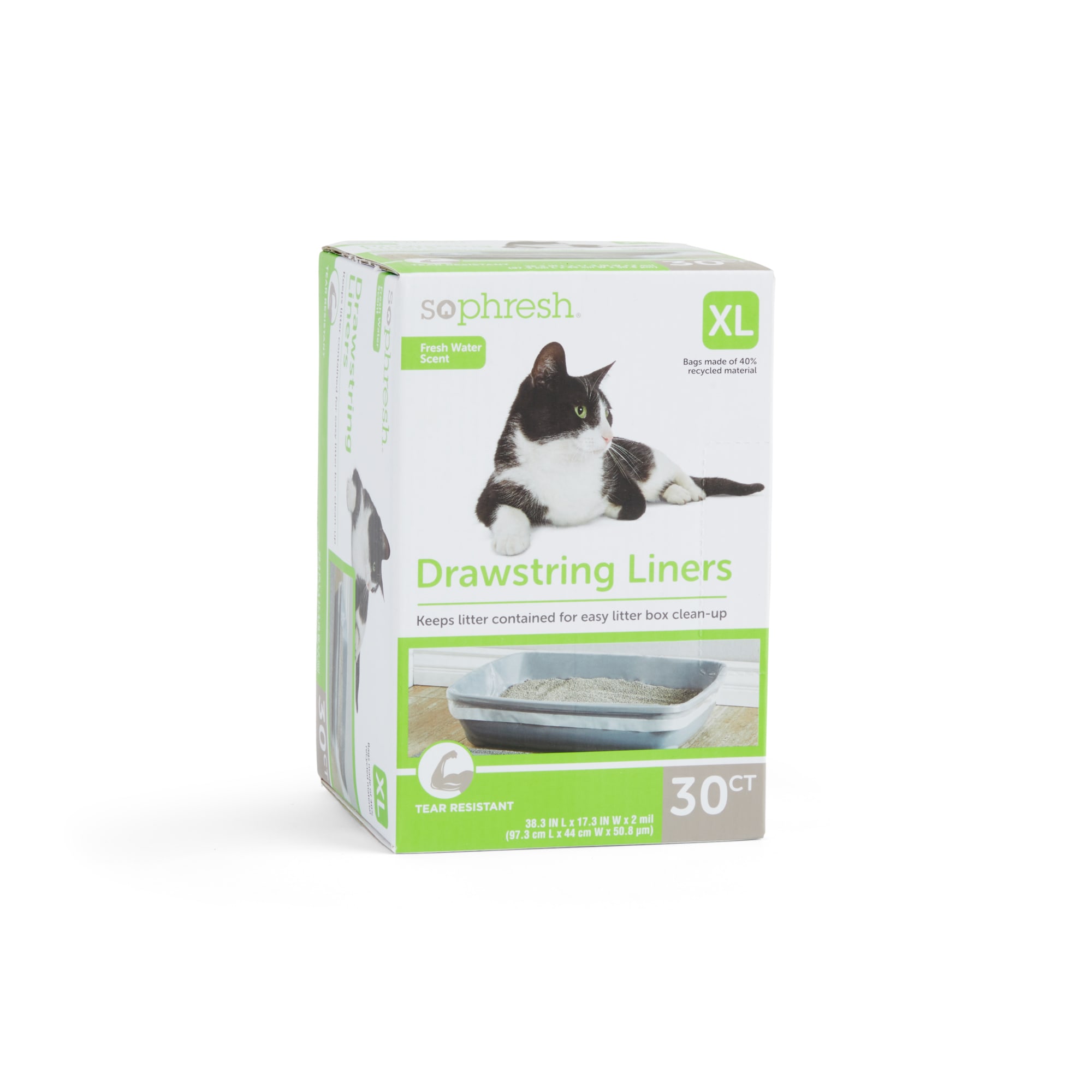 So Phresh Drawstring Liners with Fresh Water Scent Cat Litter Box, 38.3