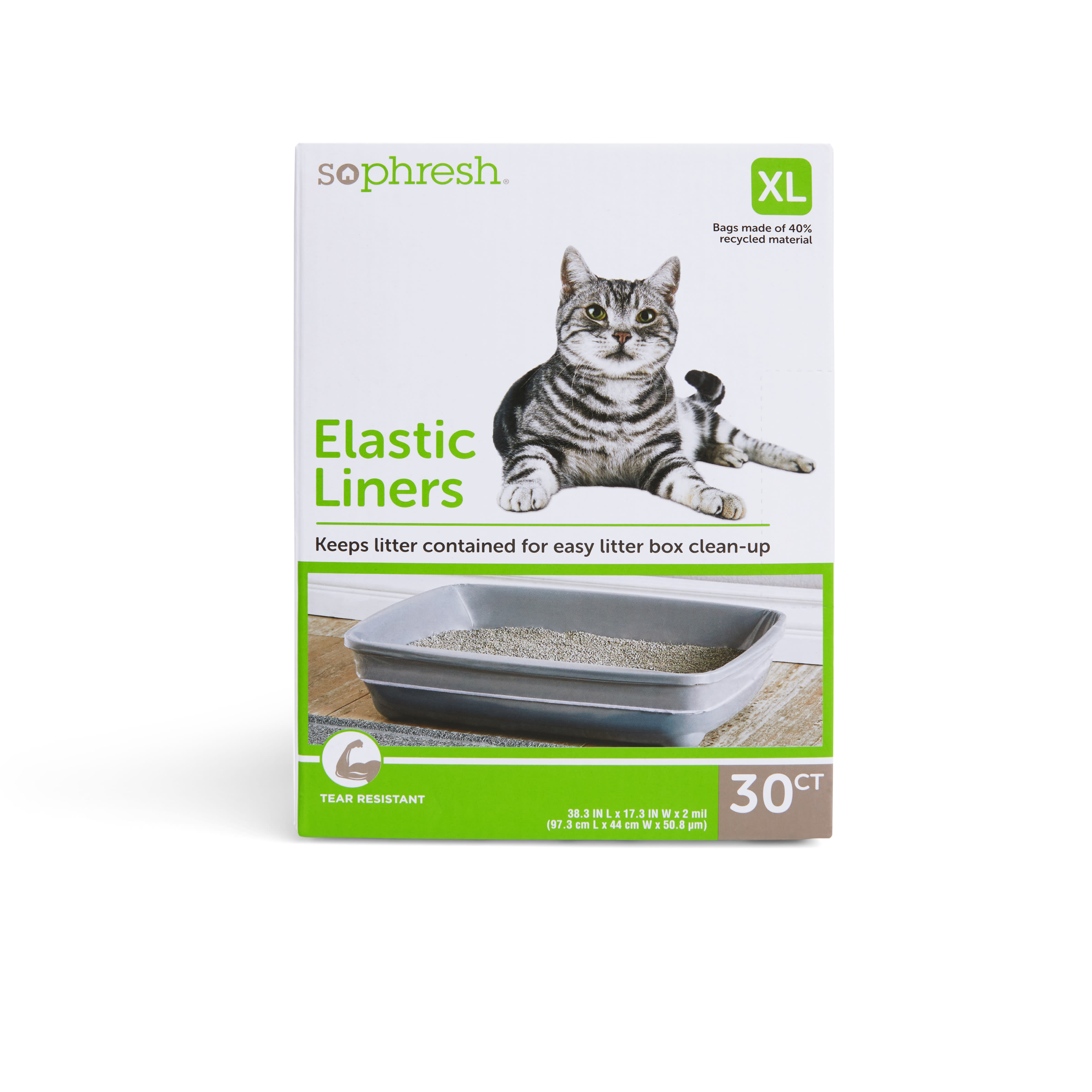 So Phresh Elastic Litter Liners for Cats, 38.3" L X 17.3" W, Count of