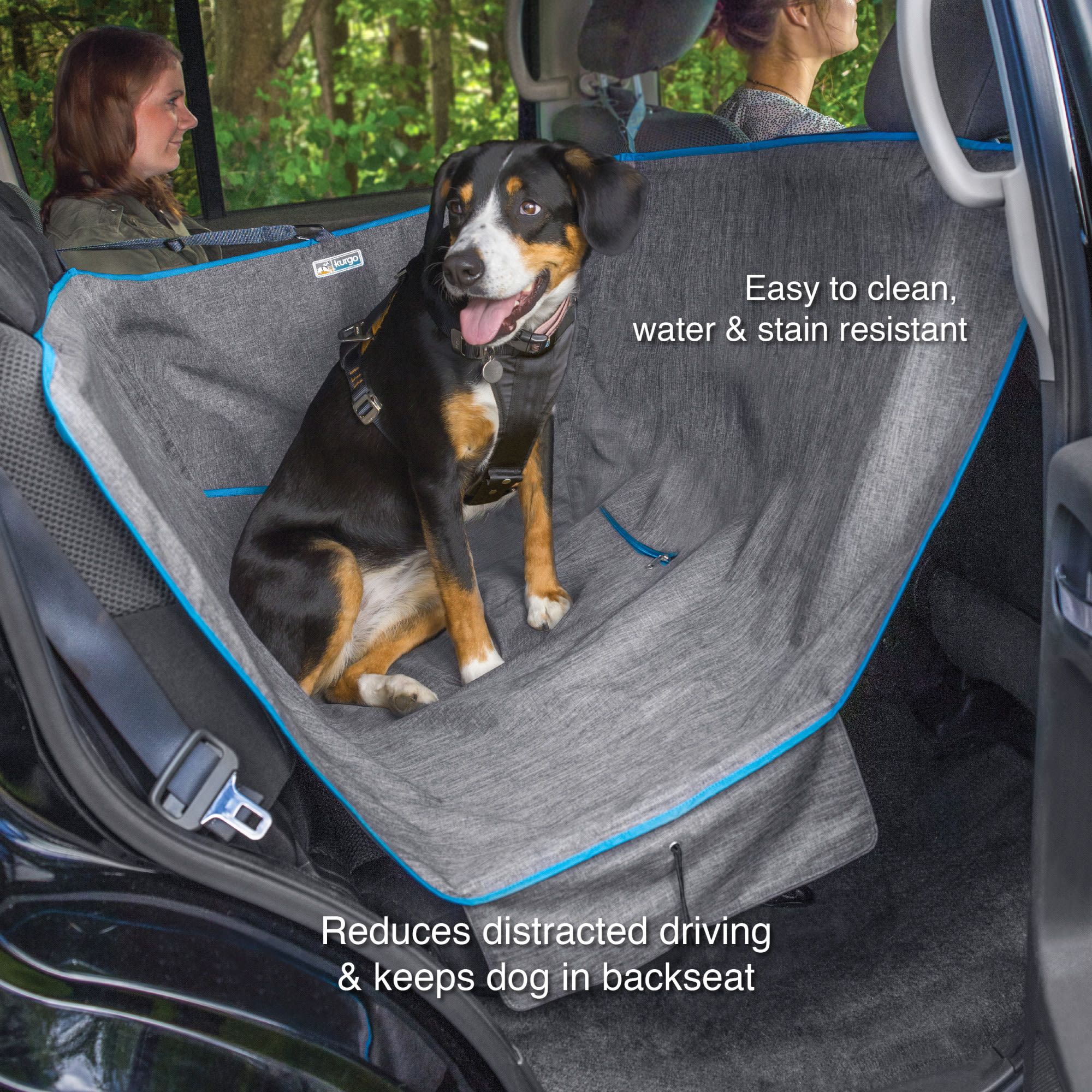 Here's our dog hammock seat cover for the back seat. The sides zip up to  protect the doors and you can lower the flap to protect the seat when the  dogs jump