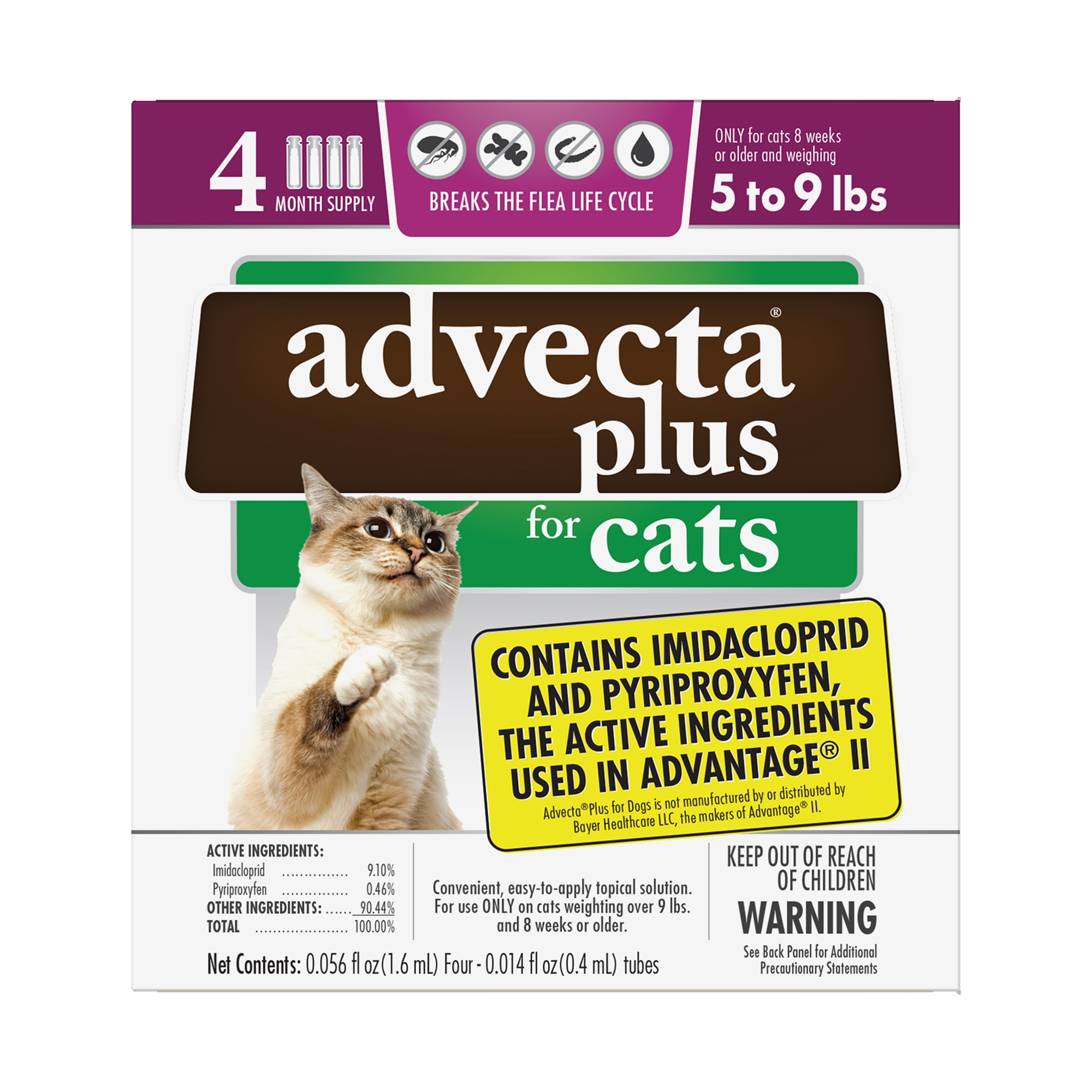 ADVECTA Plus Flea Protection for Small Cats  Long-Lasting and Fast-Acting Topical Flea Prevention  4 Count