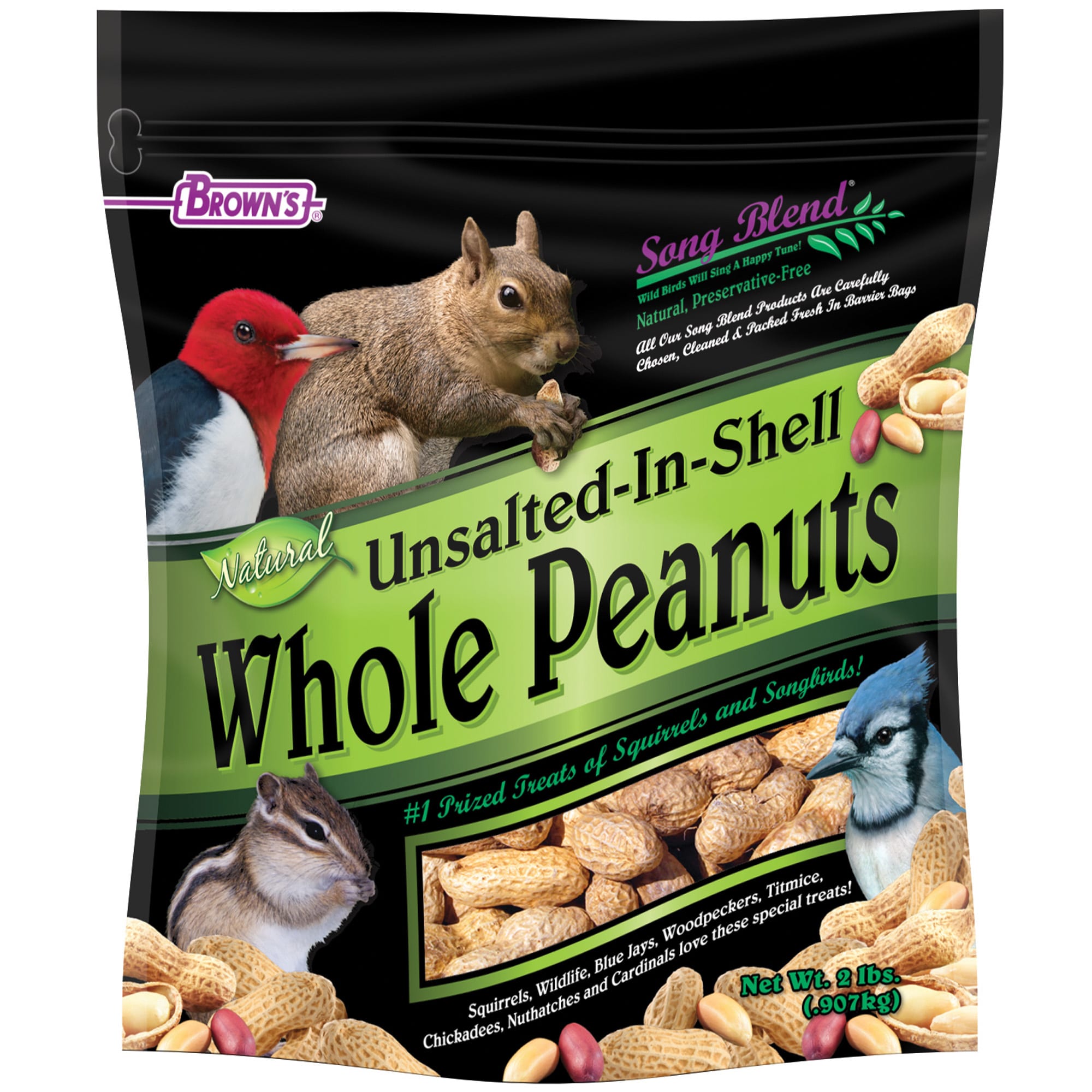 Brown's Song Blend Unsalted InShell Whole Peanuts Bird Food, 2 lbs. Petco