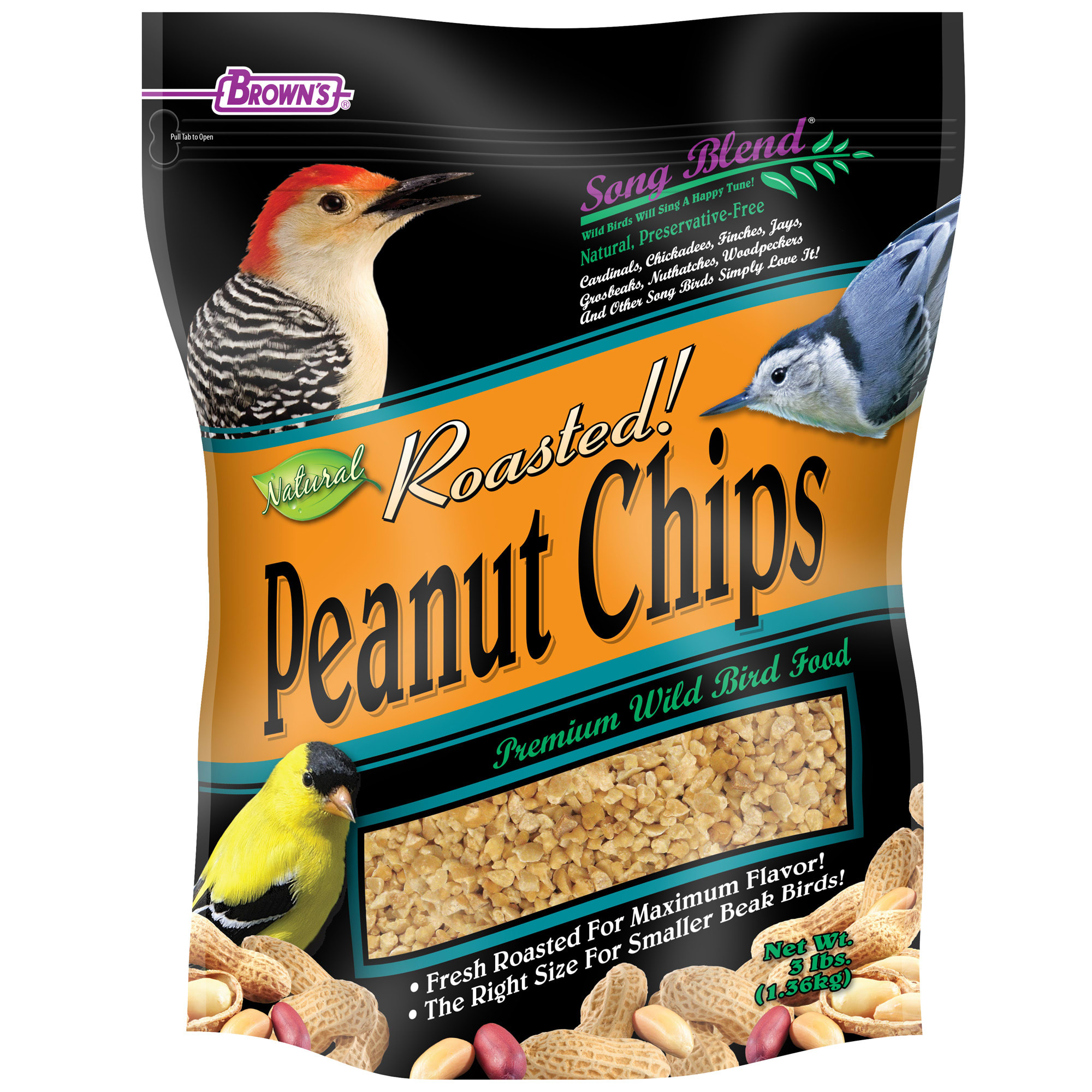 Brown's Roasted Peanut Chips Wild Bird Food 3 lbs