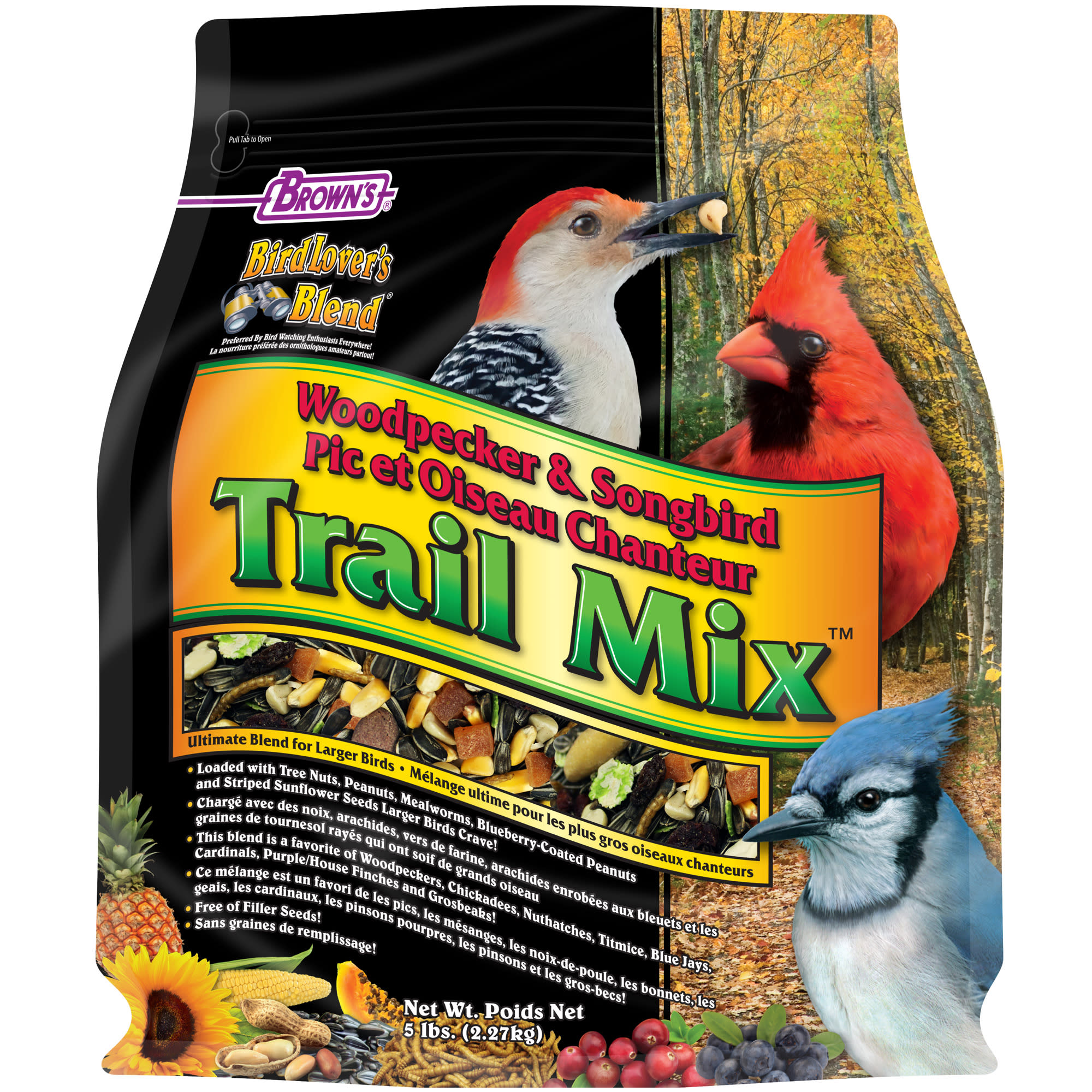 Browns Bird Lovers Blend Woodpecker & Songbird Trail Mix Dry Food, 5 lbs.