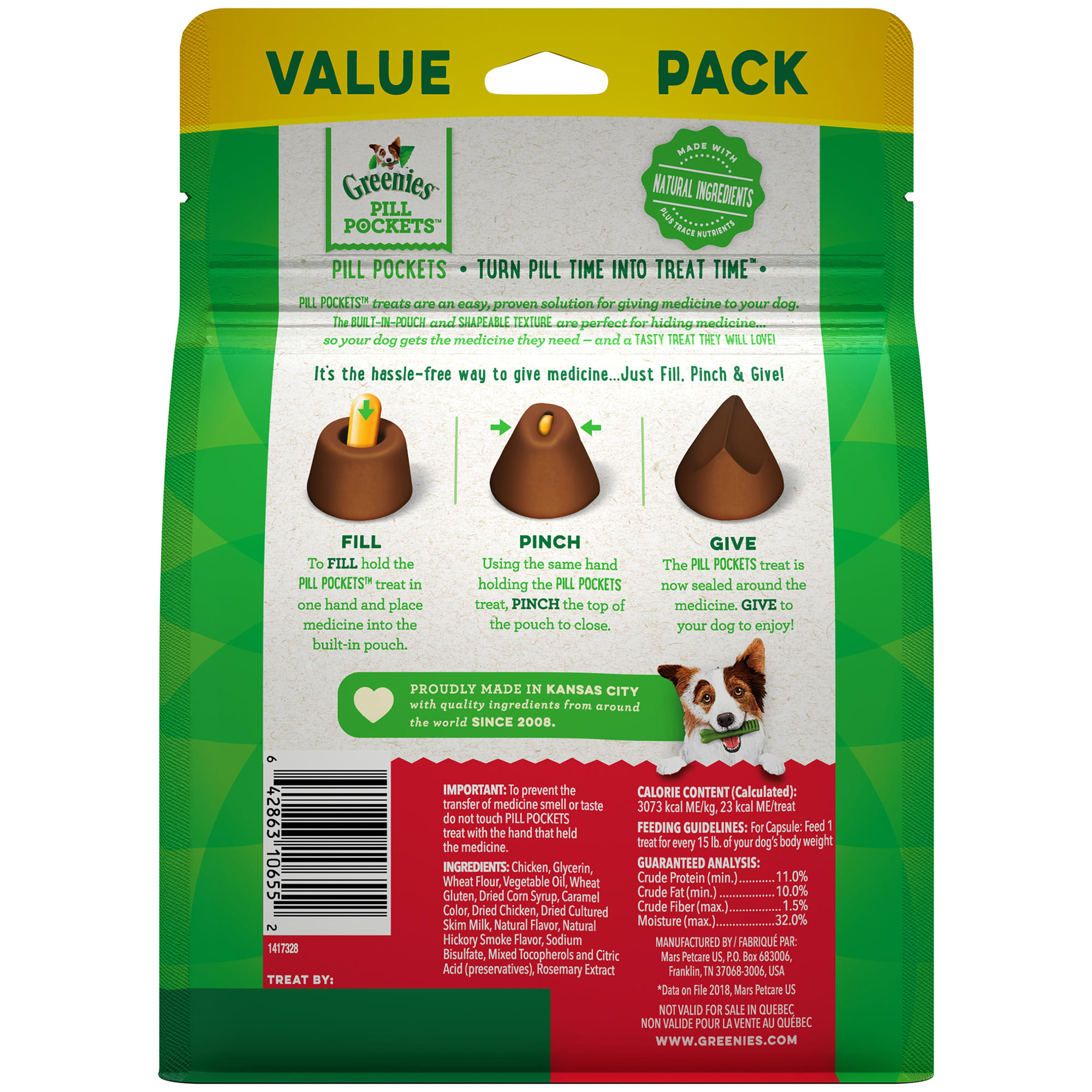 Greenies Pill Pockets Capsule Size Hickory Smoke Flavor Dog Treats 7.9 oz. Count of 180