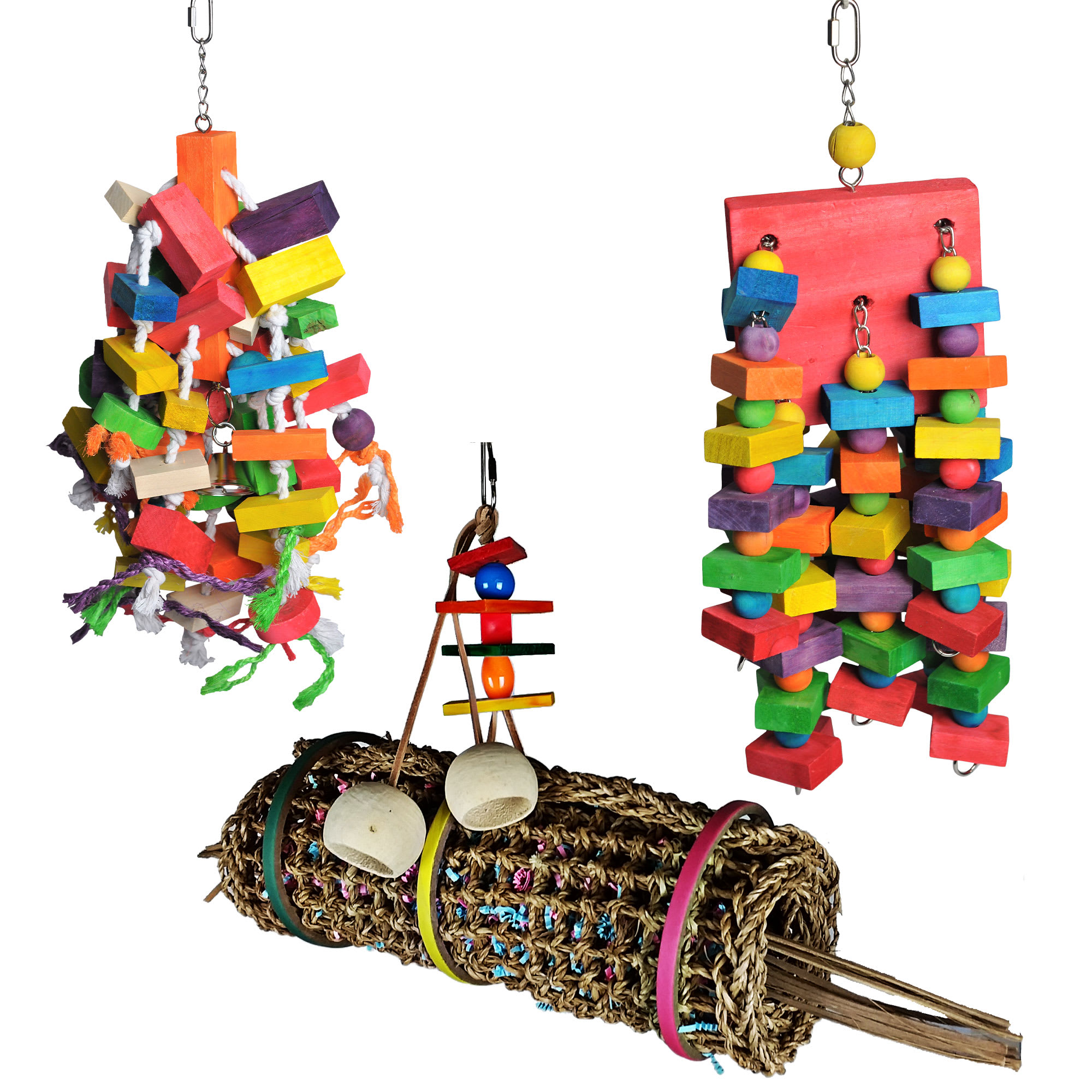 A&E Cage Company Happy Beaks Toy Bundle for Large Birds, Large