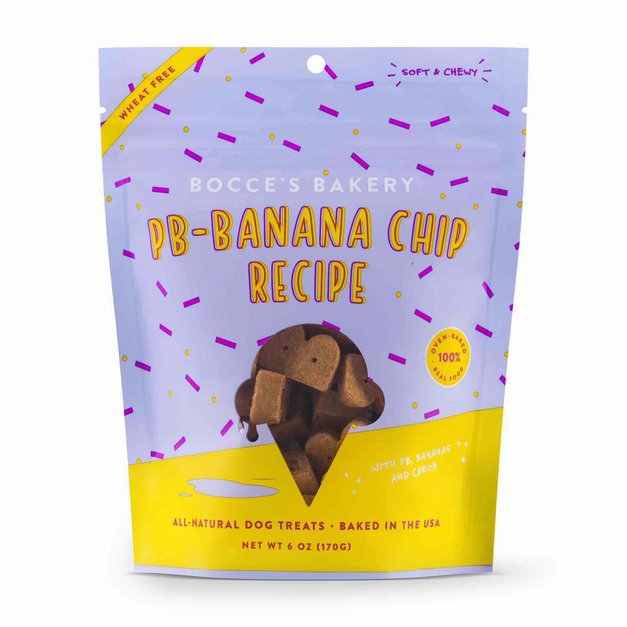 Bocce's Bakery Peanut Butter Banana Chip Soft & Chewy Dog Treats, 6 oz 