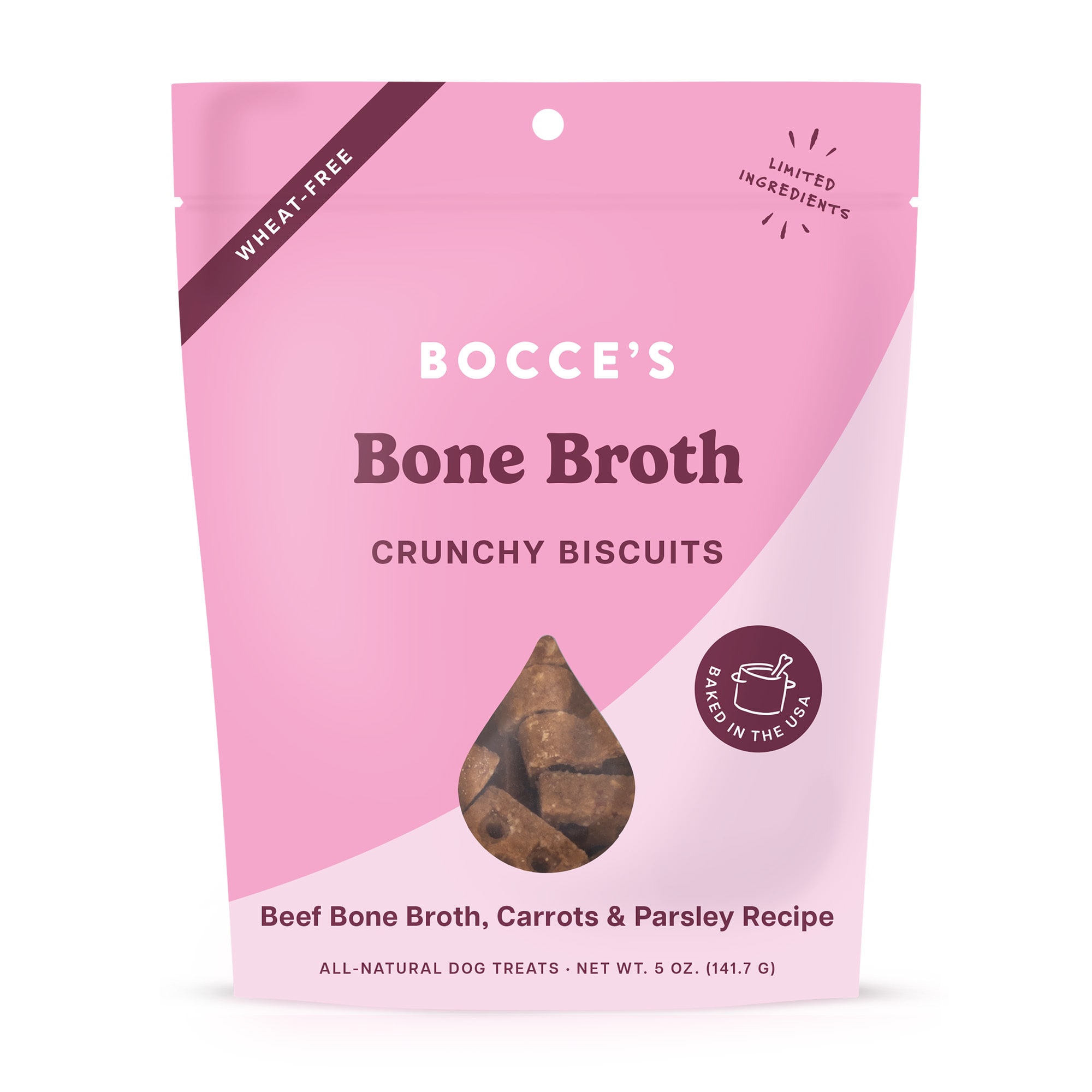 Bocce's Bone Broth & Carrot Crunchy Dog Biscuits 5 oz