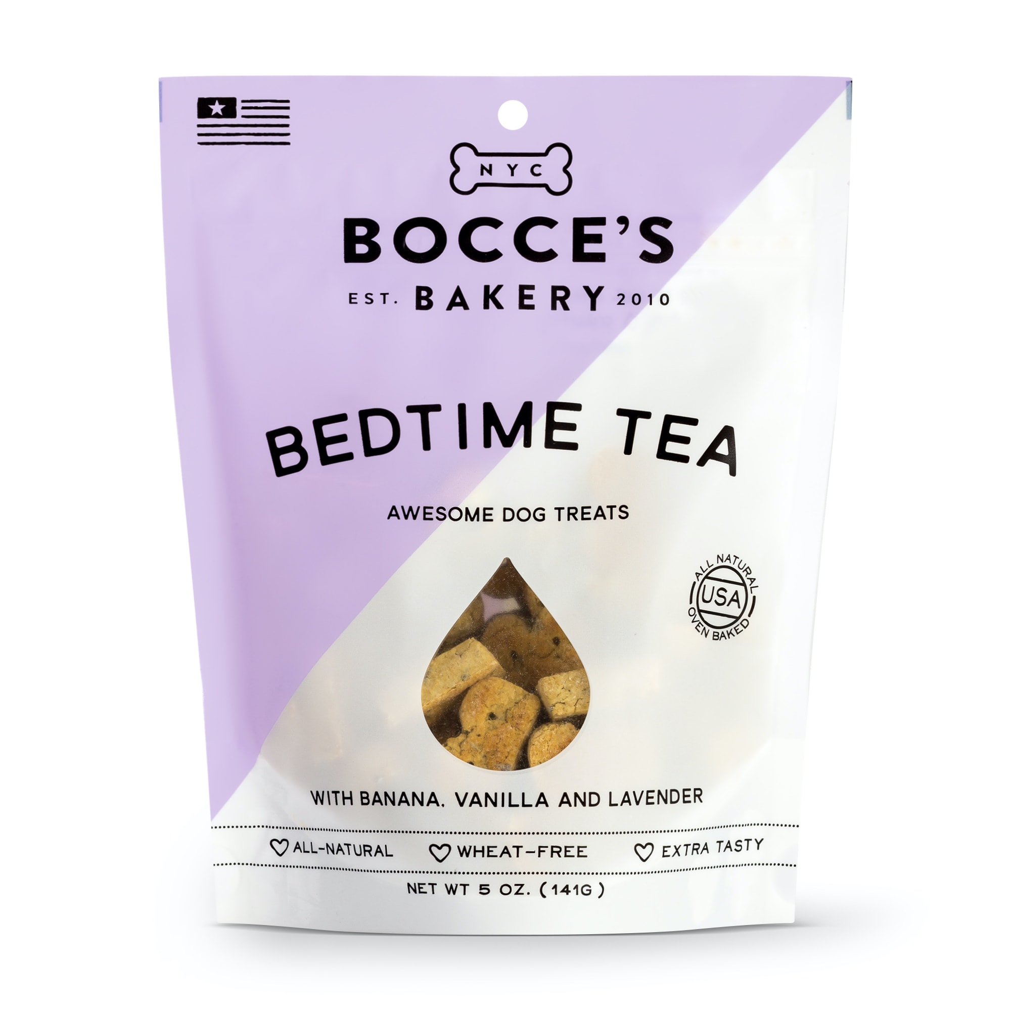BocceS Bakery Bedtime Tea Biscuits Bag Dog Treat 5 Oz