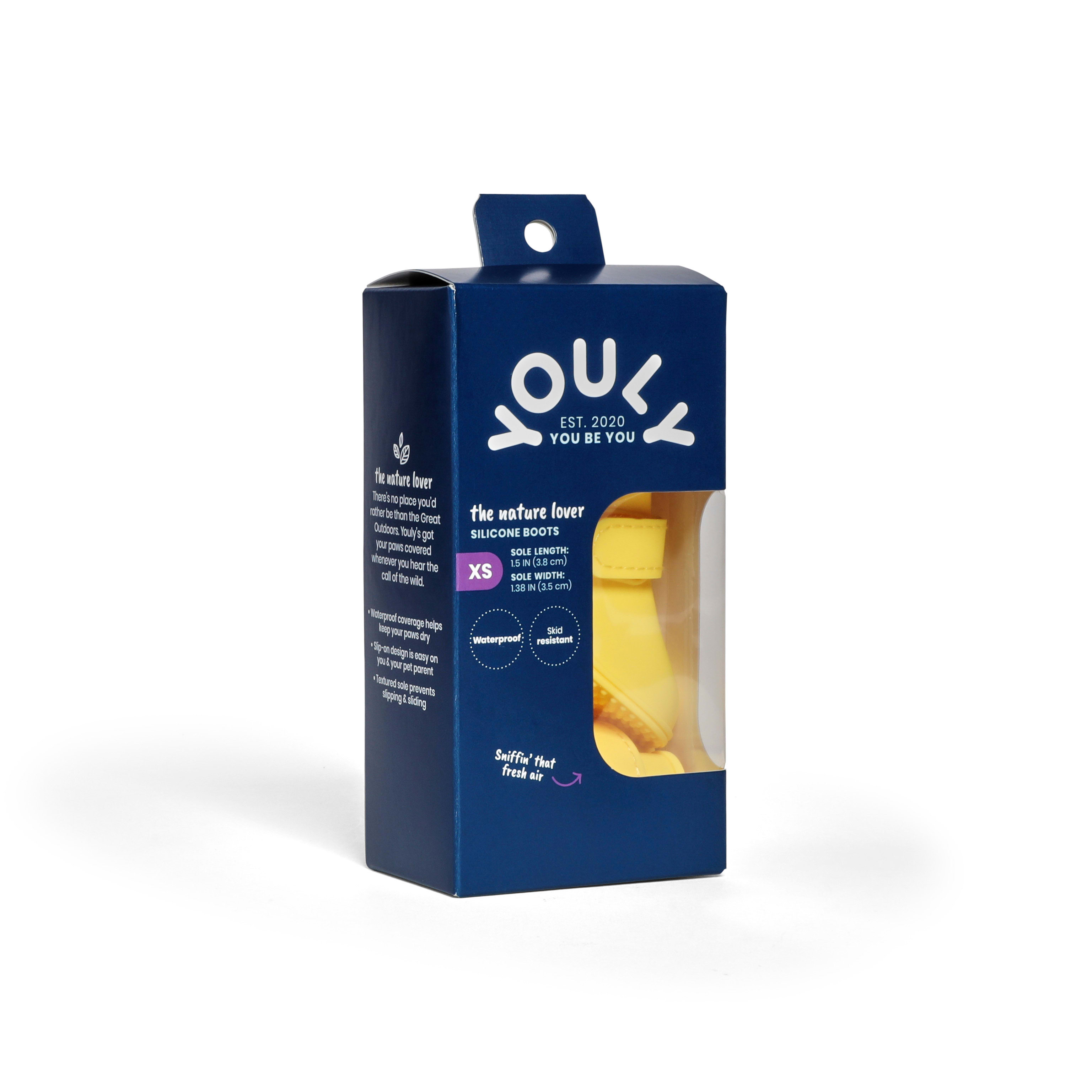 YOULY The Nature Lover Yellow Waterproof Silicone Dog Boots, XSmall