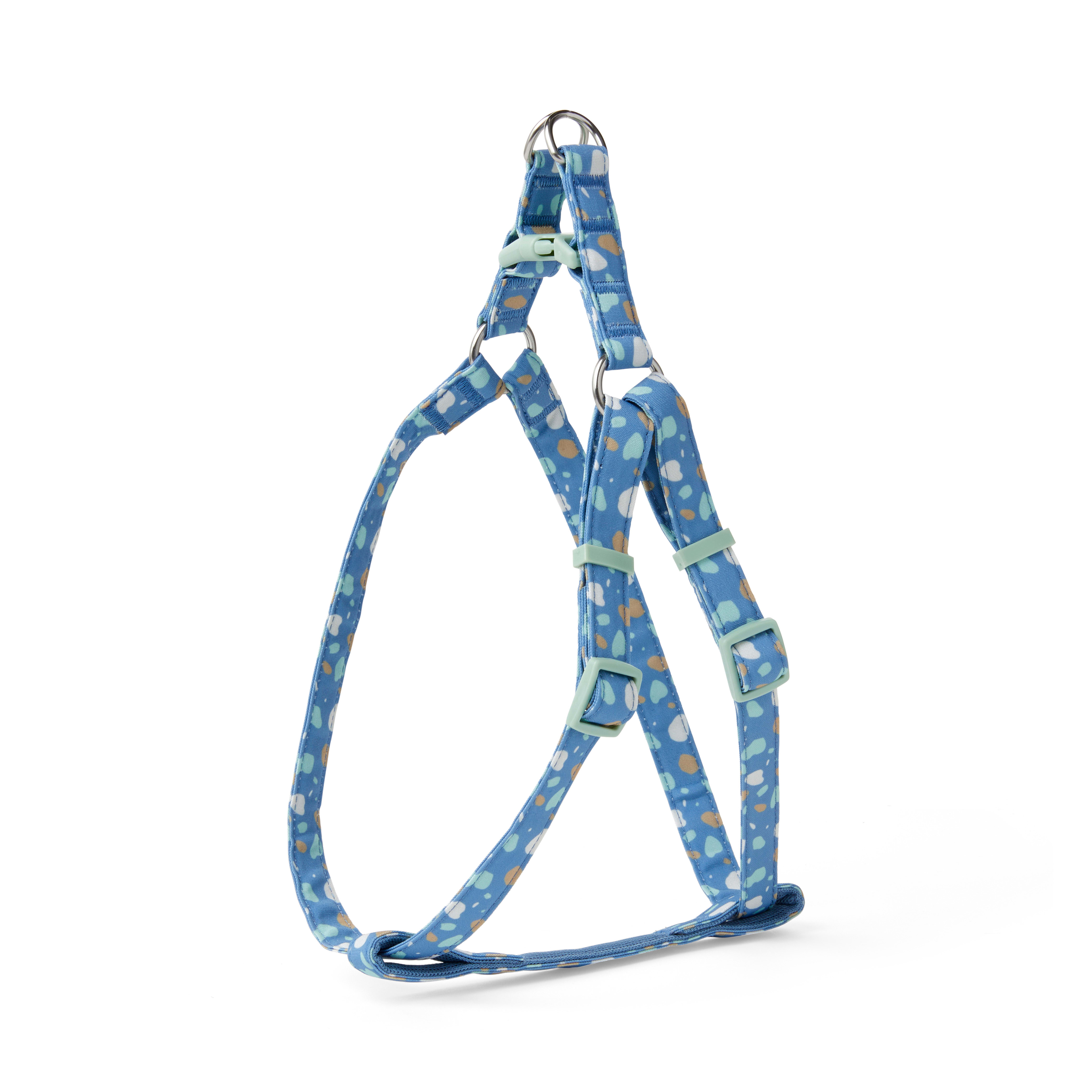 YOULY The Artist Blue & Multicolor Paint Splatter Dog Harness, Medium