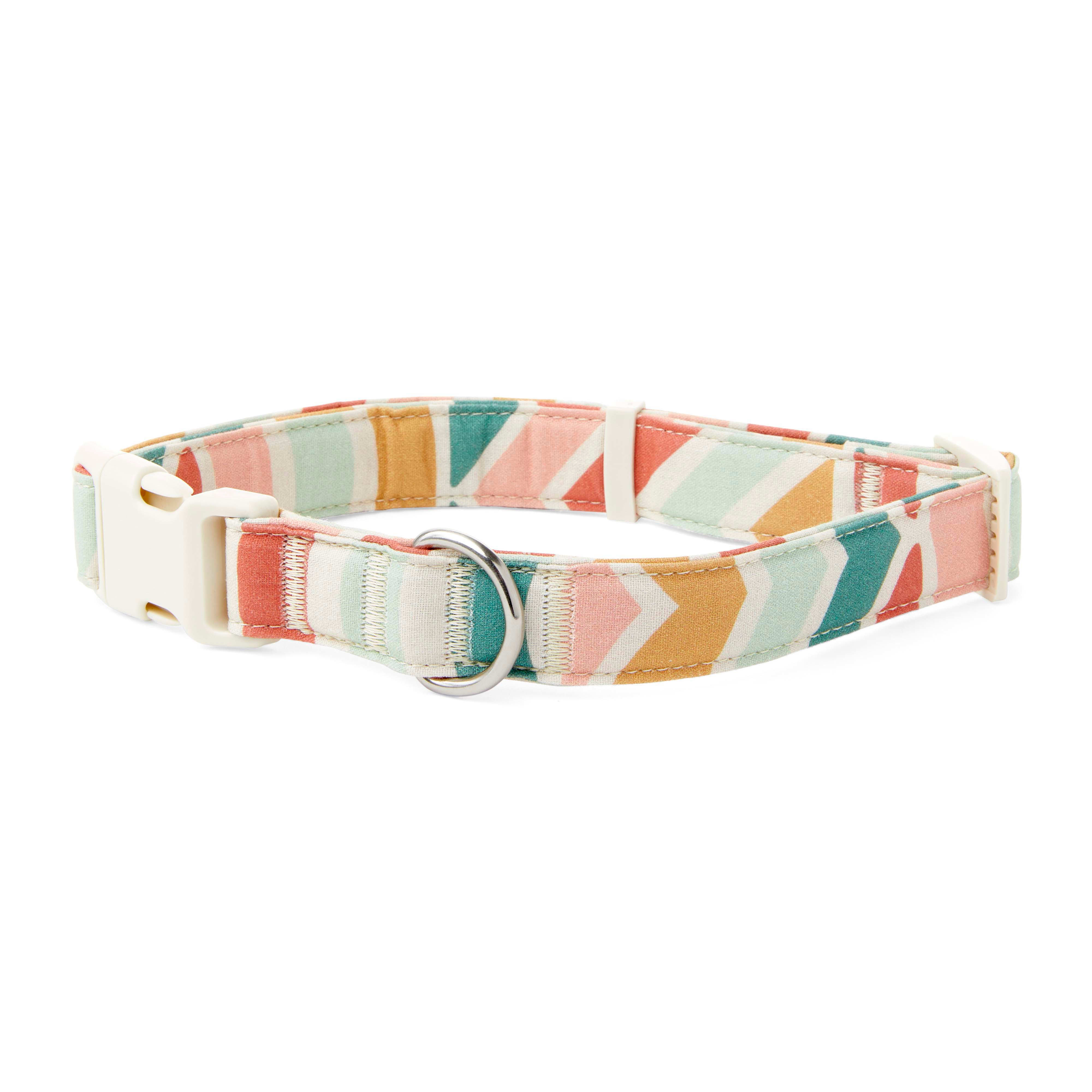 YOULY Assorted Geometric Print Dog Collar, Cream Geometric, Large Petco