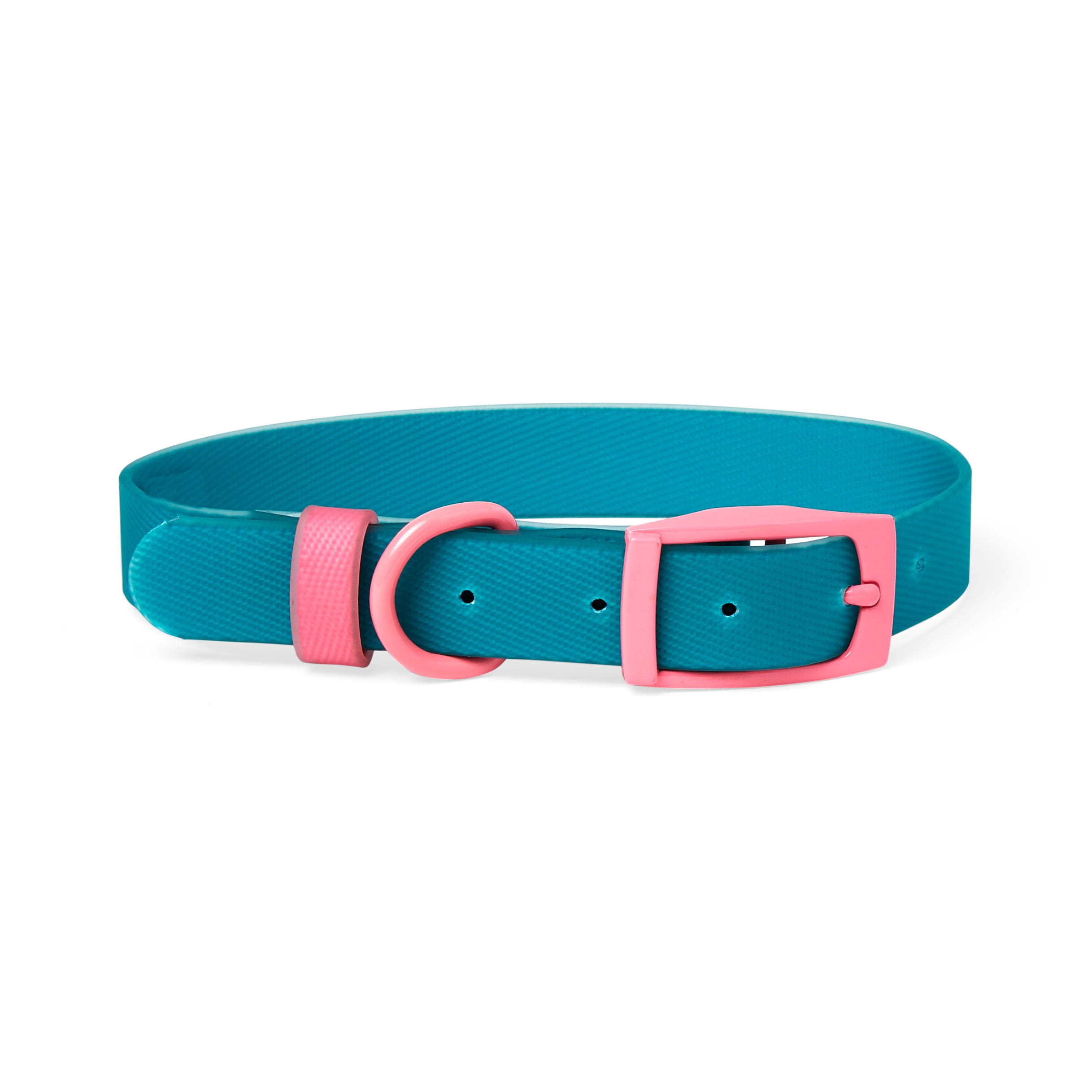 YOULY The Extrovert Water-Resistant Teal & Pink Colorblocked Dog Collar ...