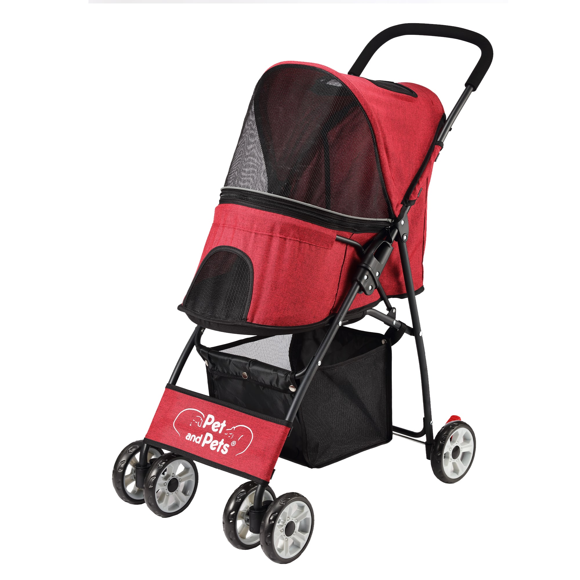 Pet & Pets Red Pebble Lightweight Pet Stroller with 360° Wheels