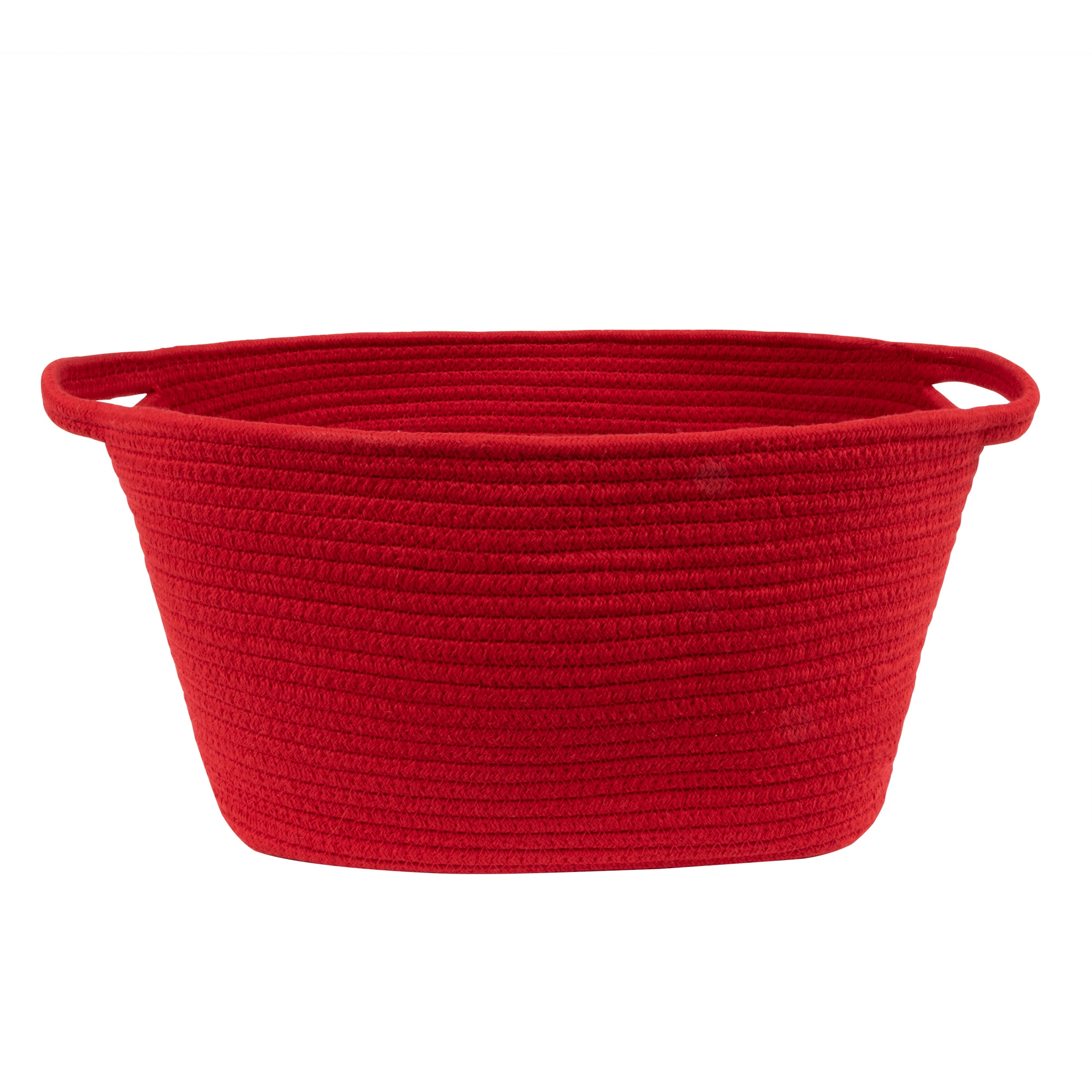 Red Paper Rope Storage Basket with Cutout Handles, Small