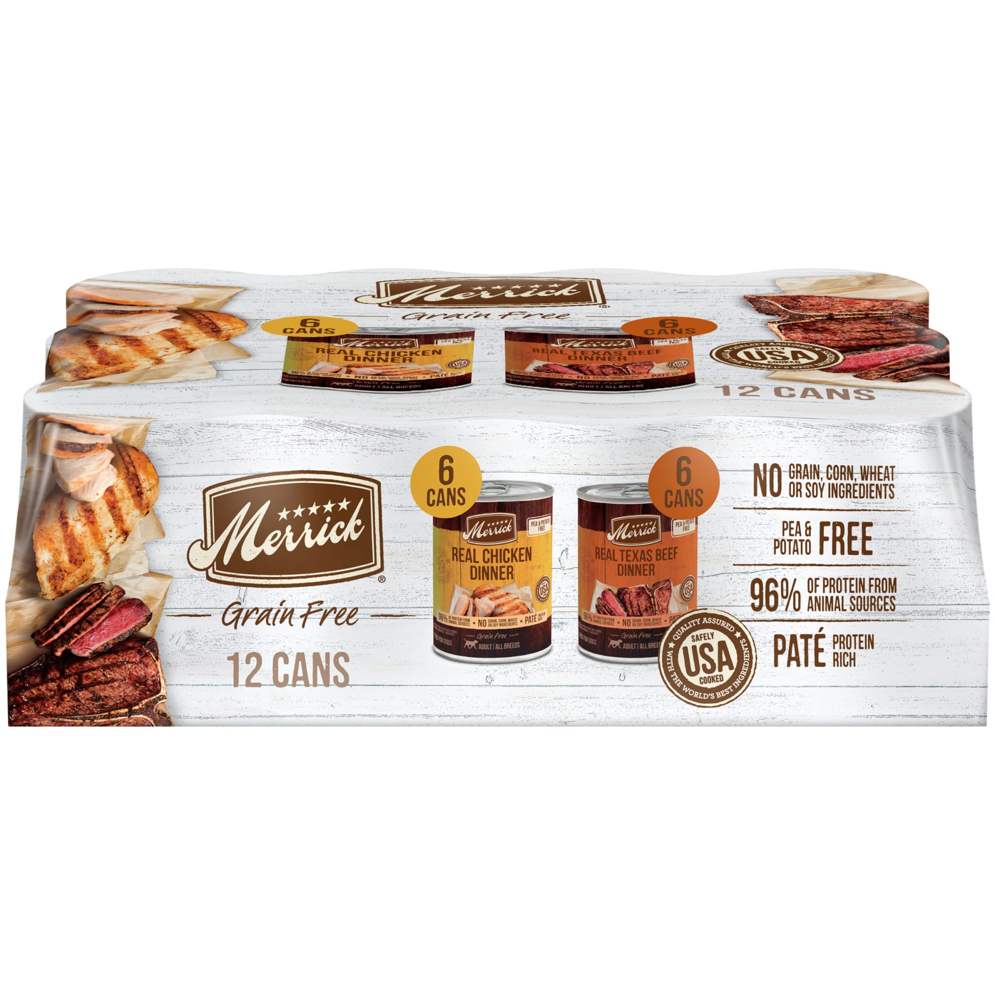 Merrick Real Grain Free Texas Beef & Chicken Dinner Wet Dog Food Variety Pack