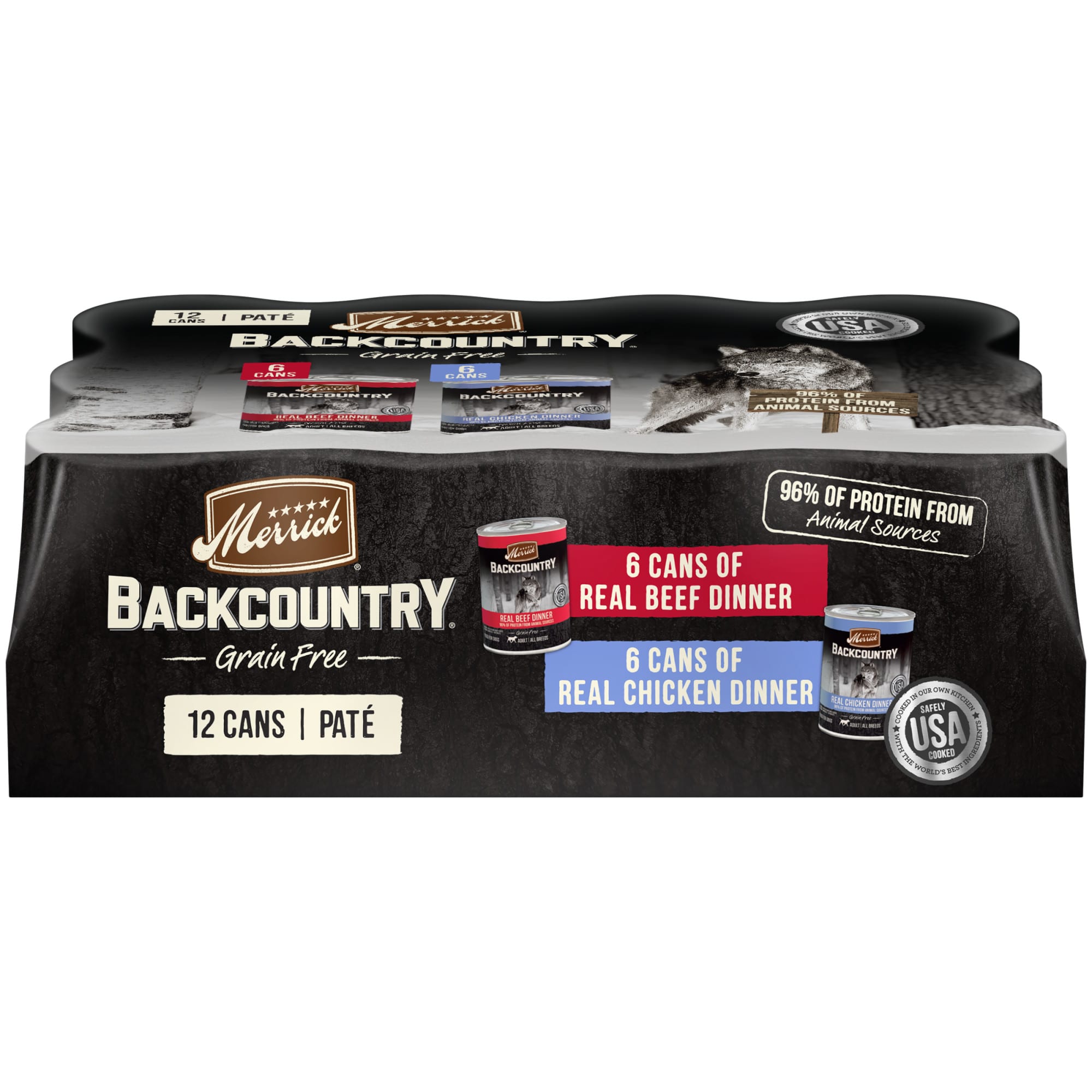 Merrick Backcountry Beef Chicken Wet Dog Food Pack 12.7 oz