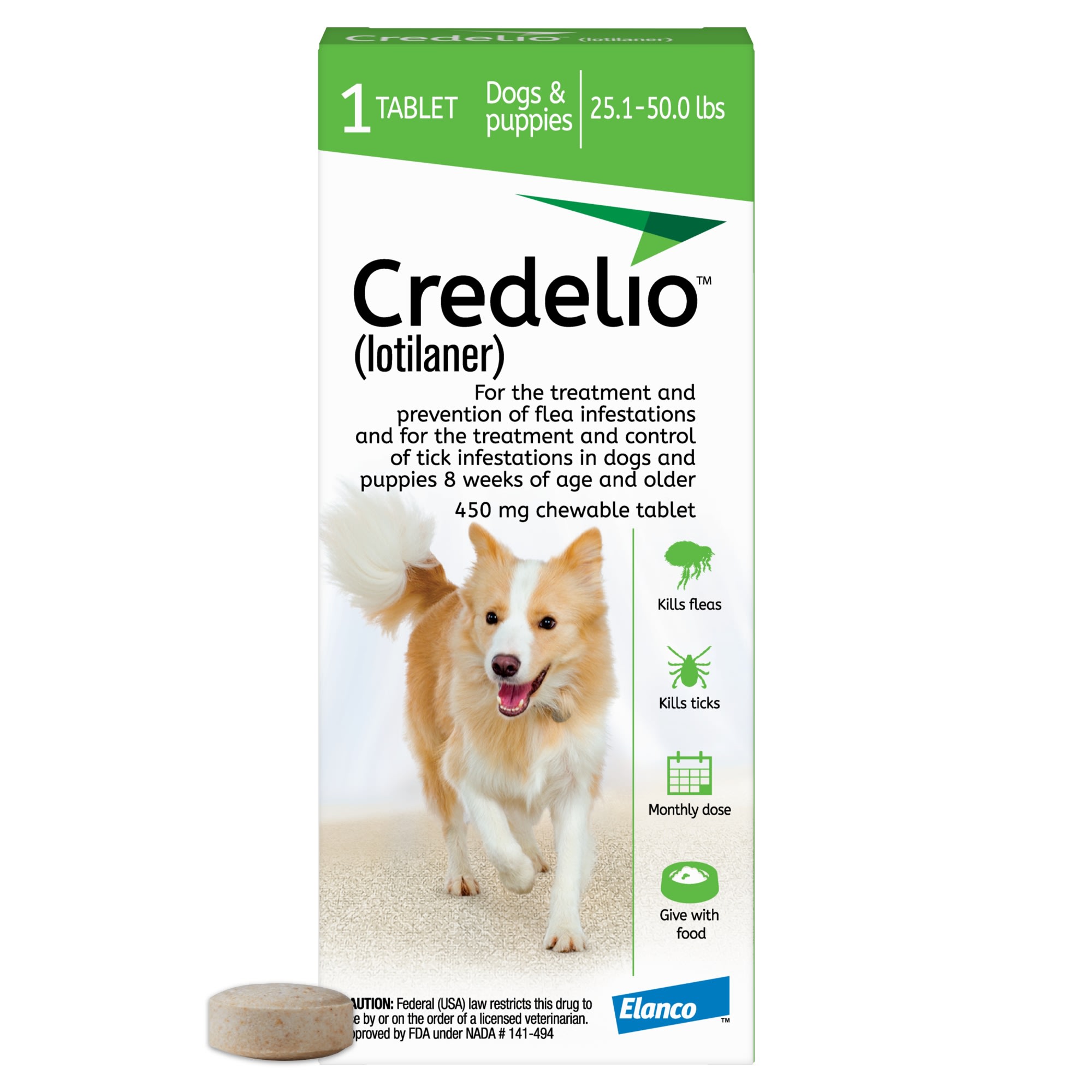 Credelio Chewable Tablet For Dogs 25.1 