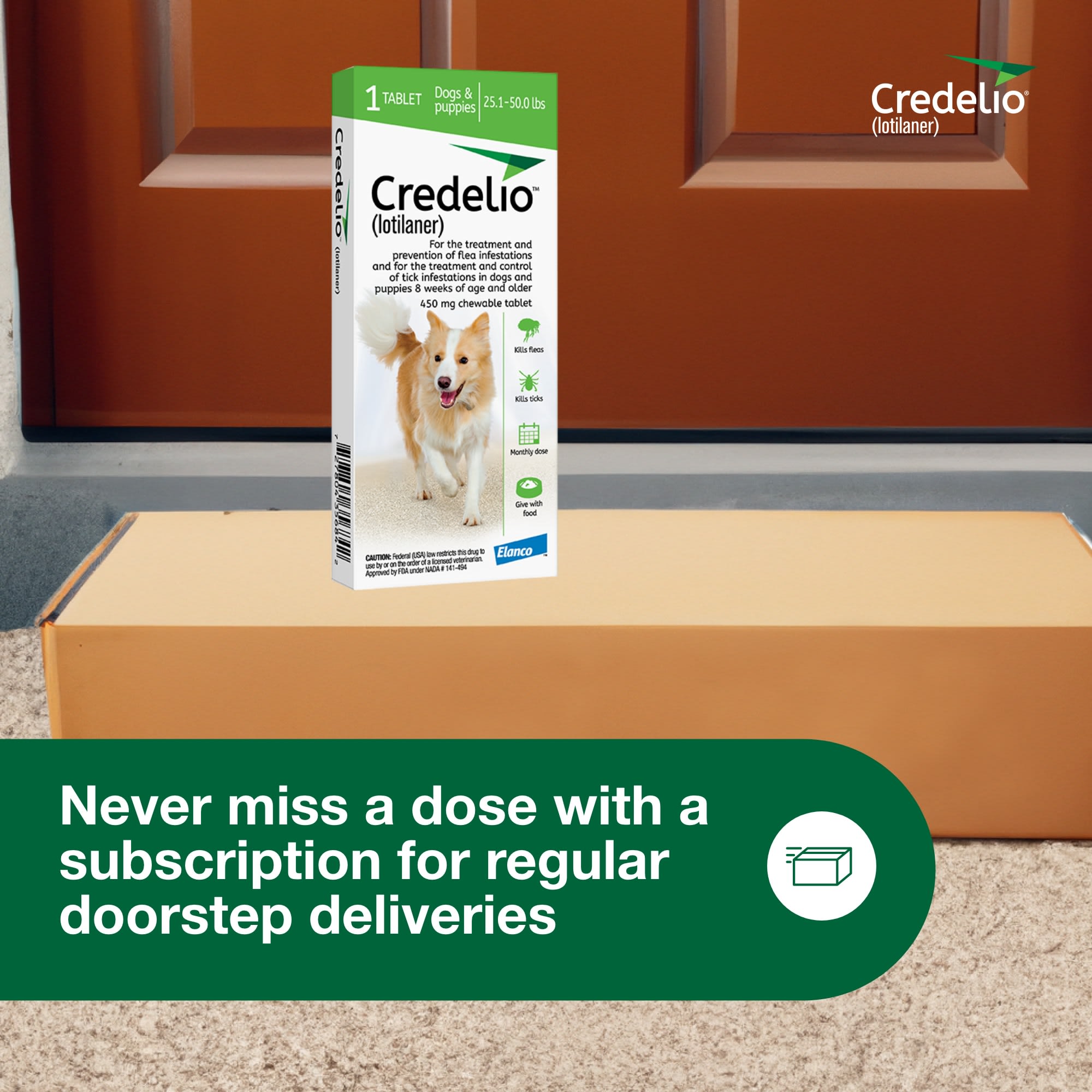 Credelio Chewable Tablet For Dogs 25 1 50 Lbs 1 Month Supply Petco