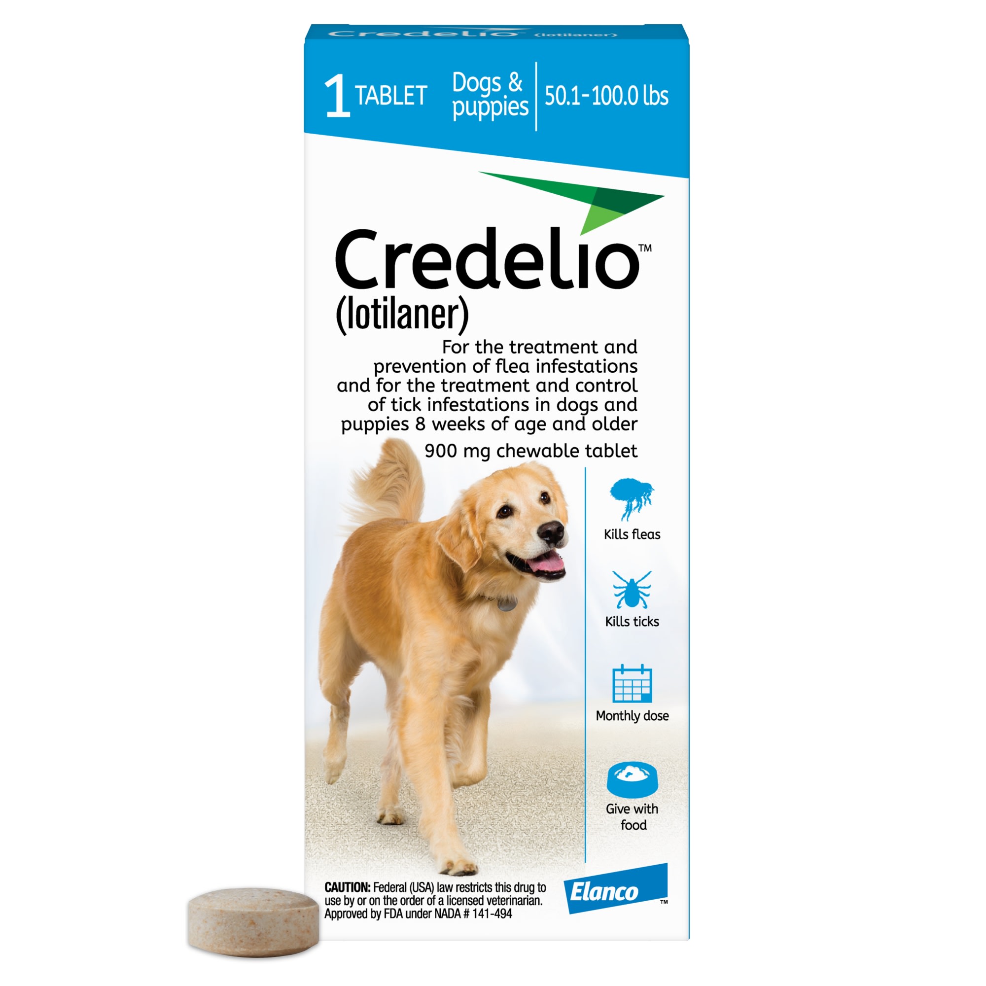 Credelio Chewable Tablet for Dogs 50.1-100 lbs, 1 Month Supply | Petco