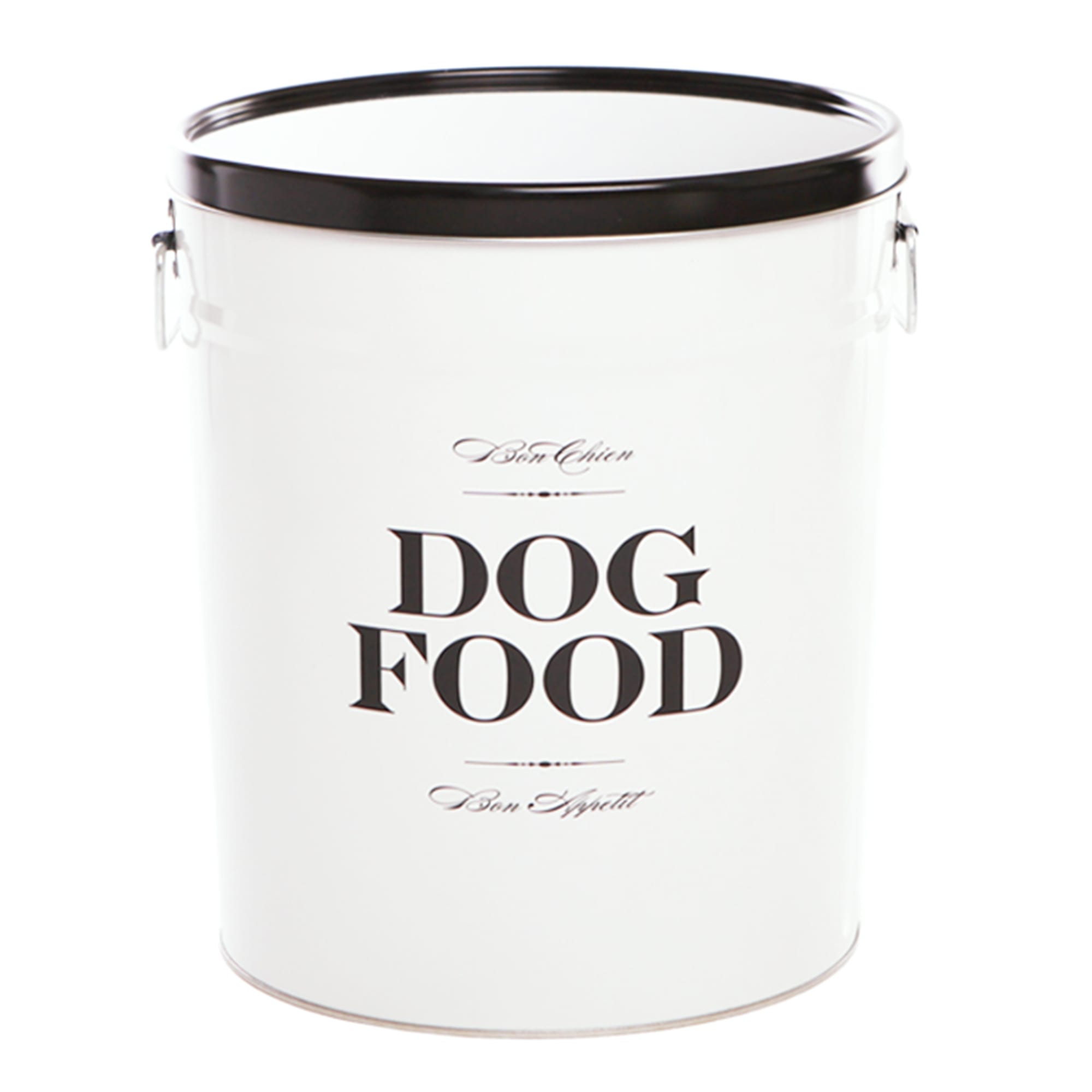 Tin dog food outlet container