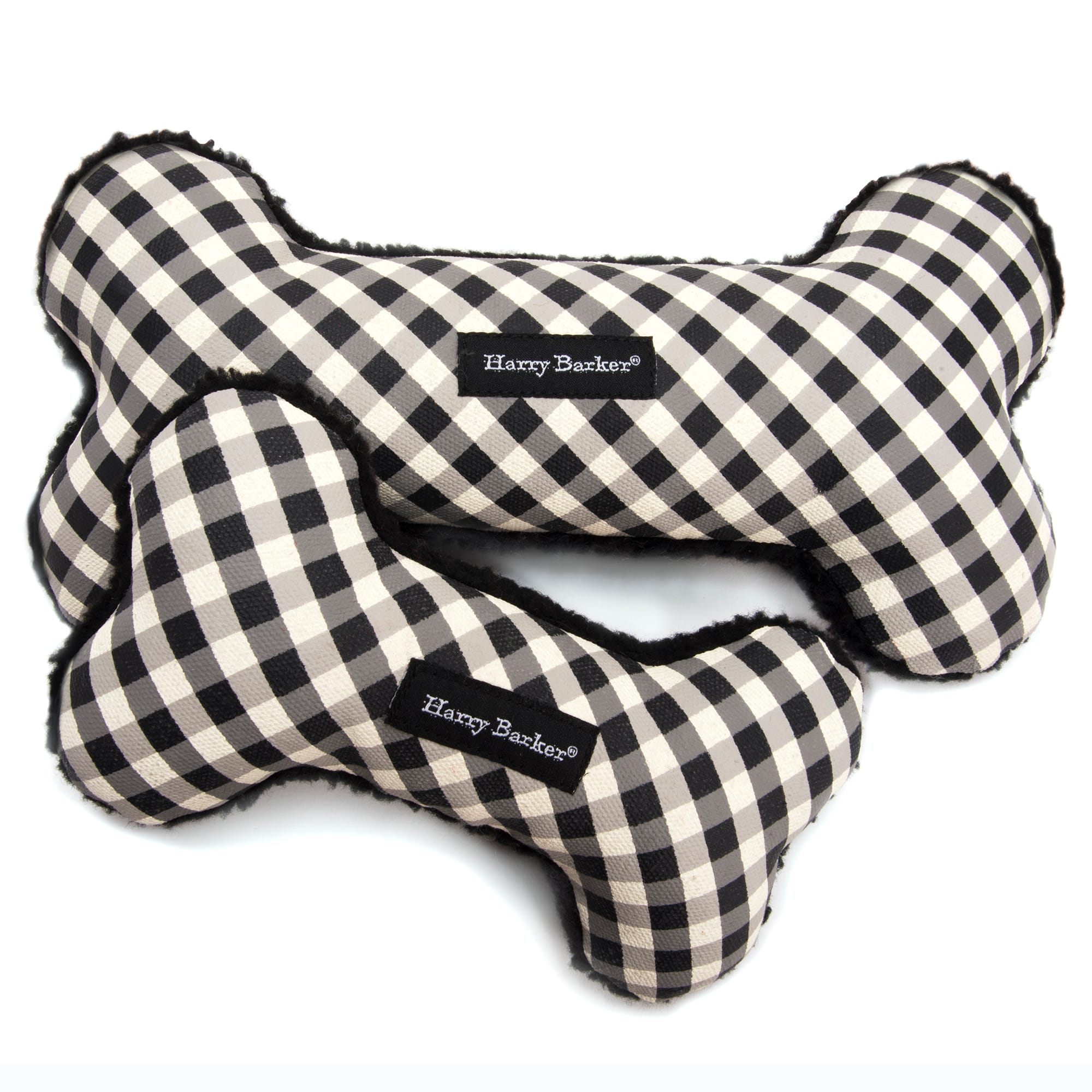 Harry Barker Black Gingham Bone Canvas Dog Toy
