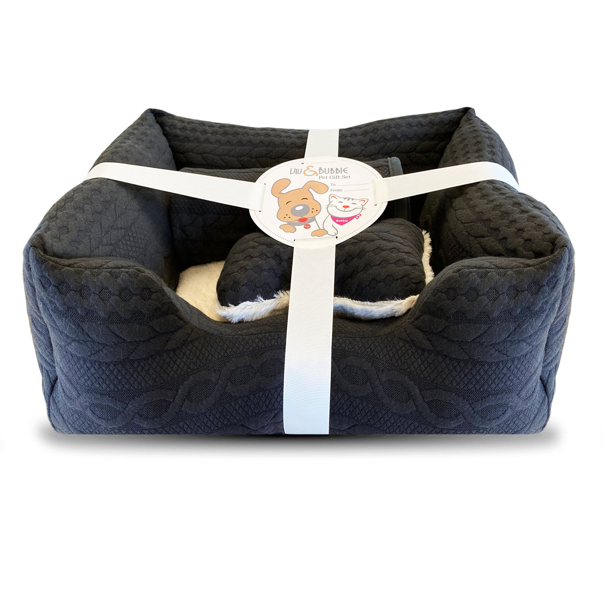 Viv & Bubbie Grey 3Piece Dog Bed Set with Toy & Blanket