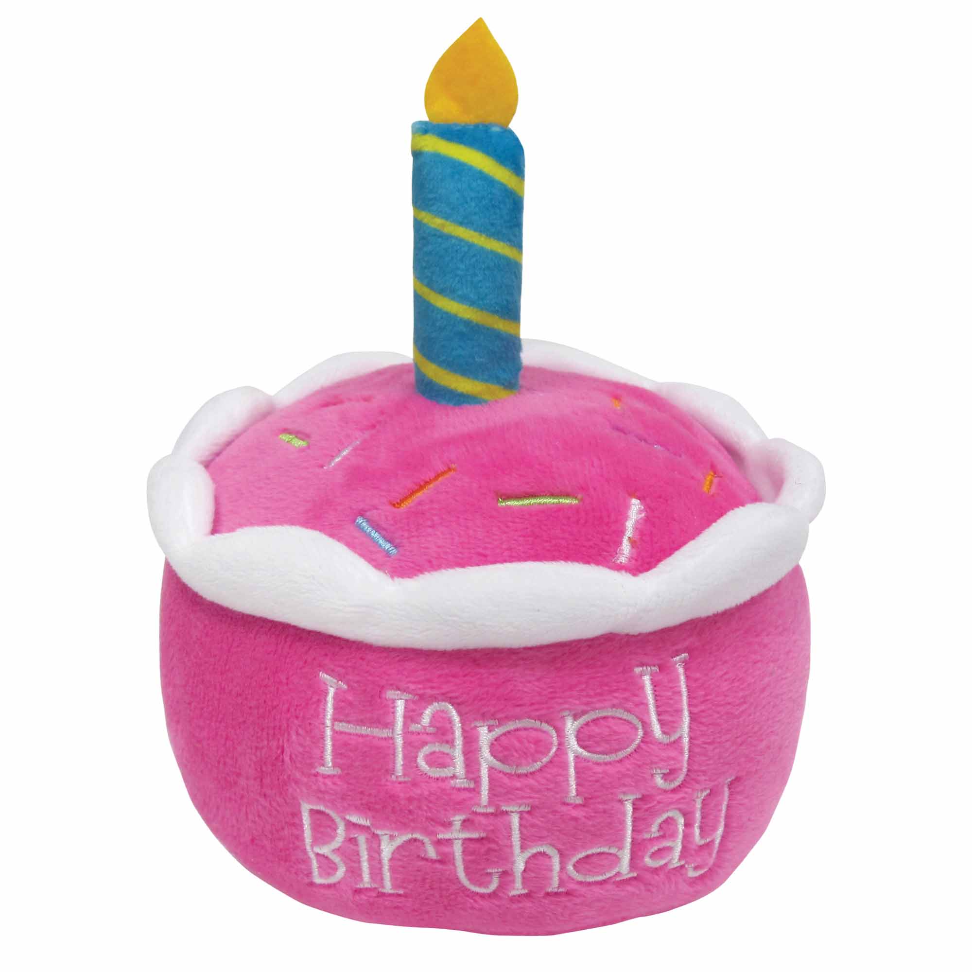 birthday cake plush dog toy