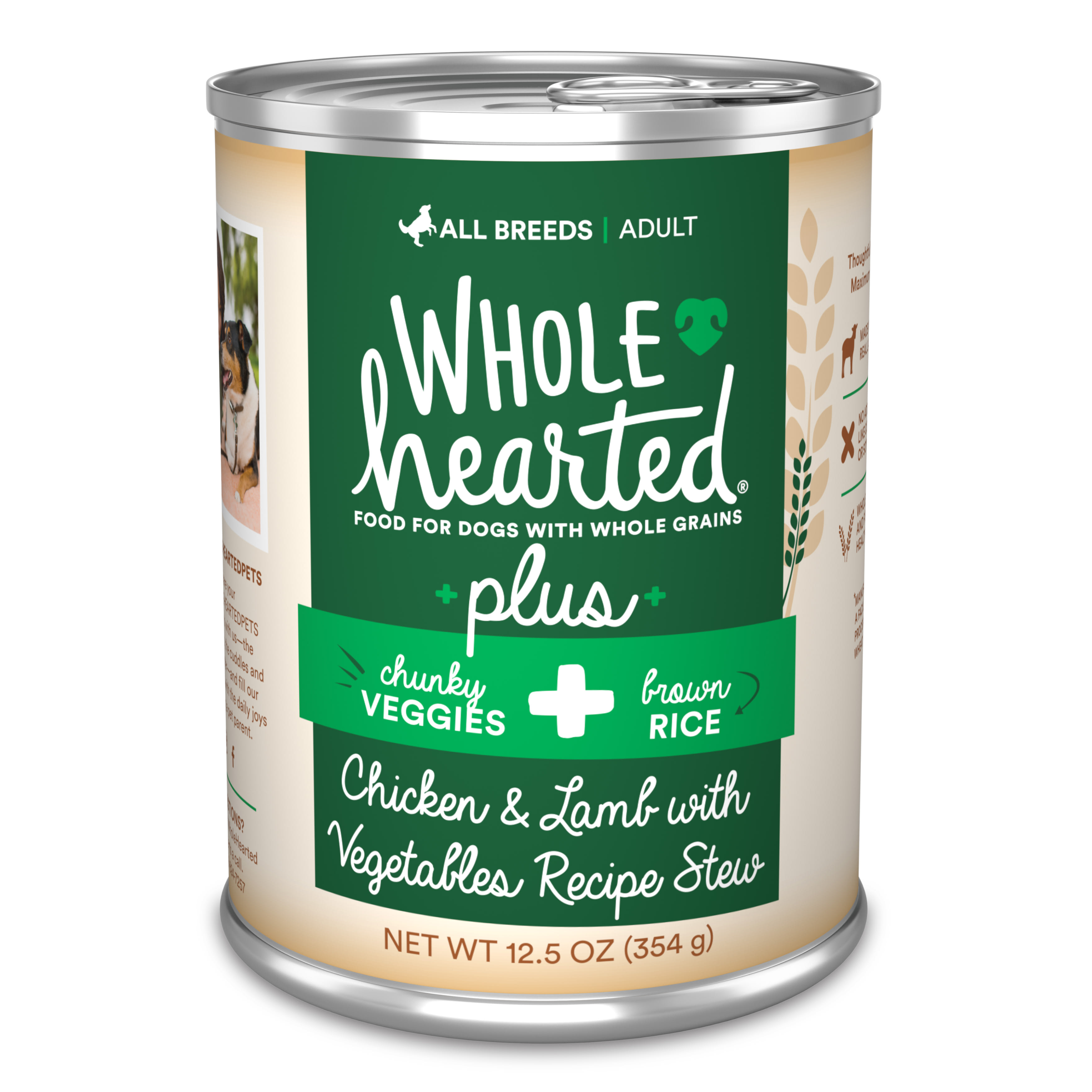 WholeHearted Plus Lamb, Vegetables & Brown Rice Recipe Stew with Whole Grains Wet Dog Food, 12.5 oz.