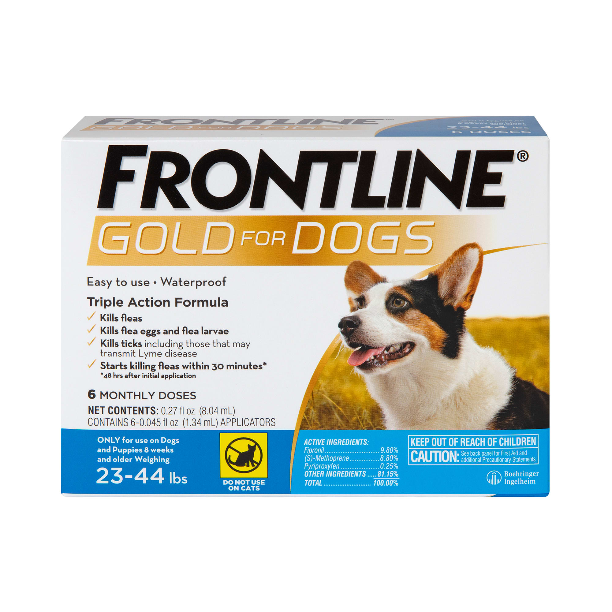 FRONTLINE Gold Flea Tick Treatment for Medium Dogs Up to 23 to 44 lbs. Pack of 6 Petco