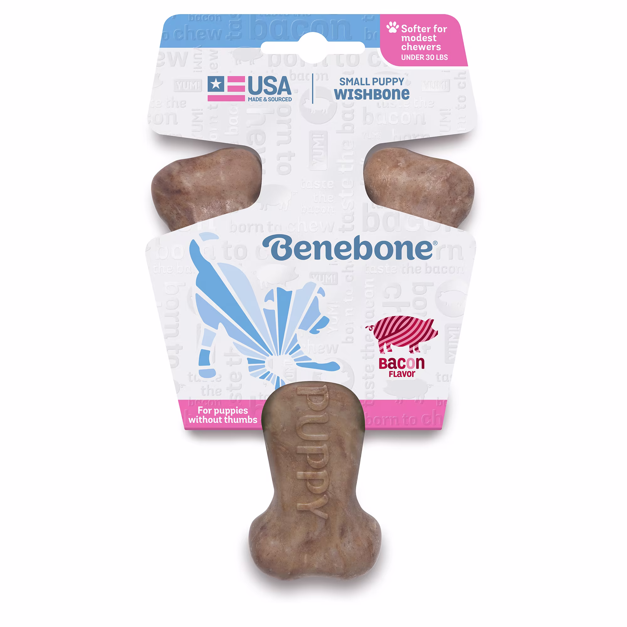 Benebone Bacon Wishbone Puppy Chew Toy, Small Petco