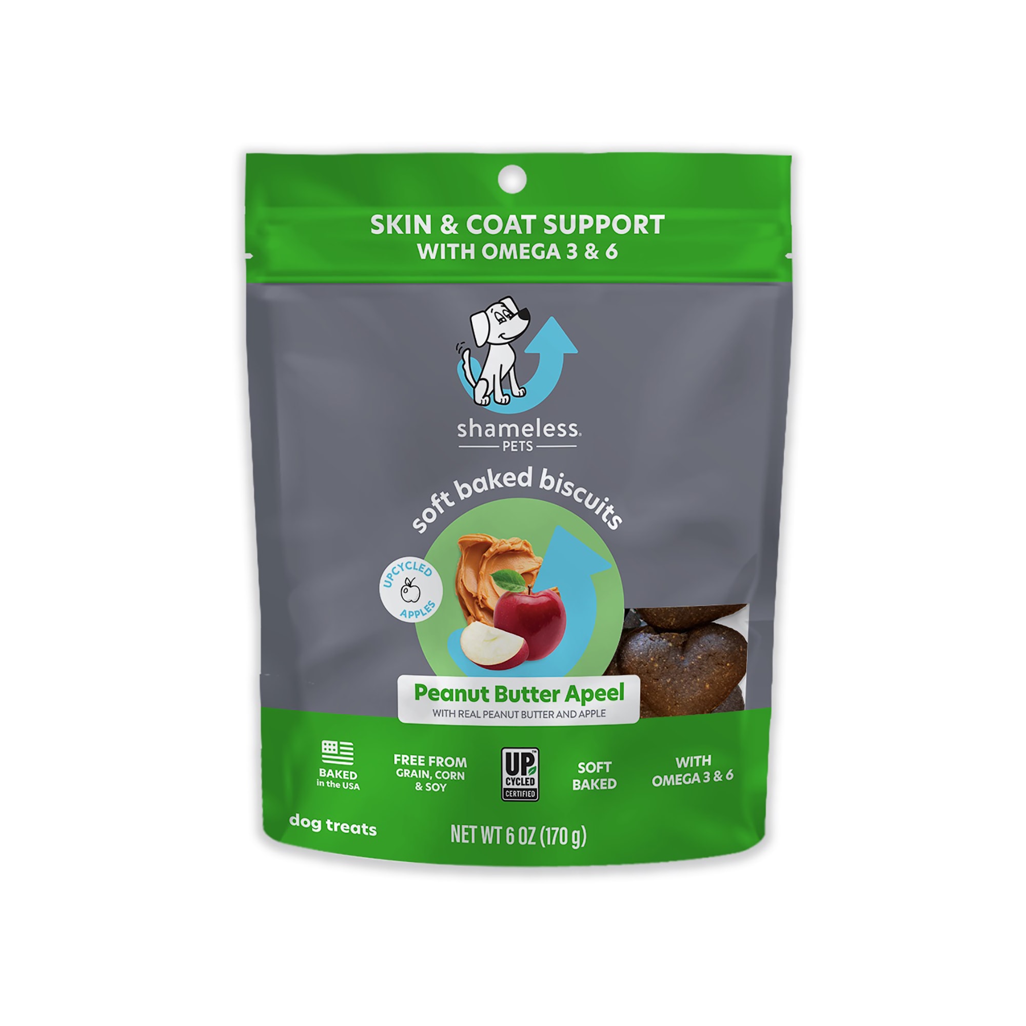 Shameless Pet Treats Apple and Peanut Butter Soft-Baked Biscuit Dog Treats