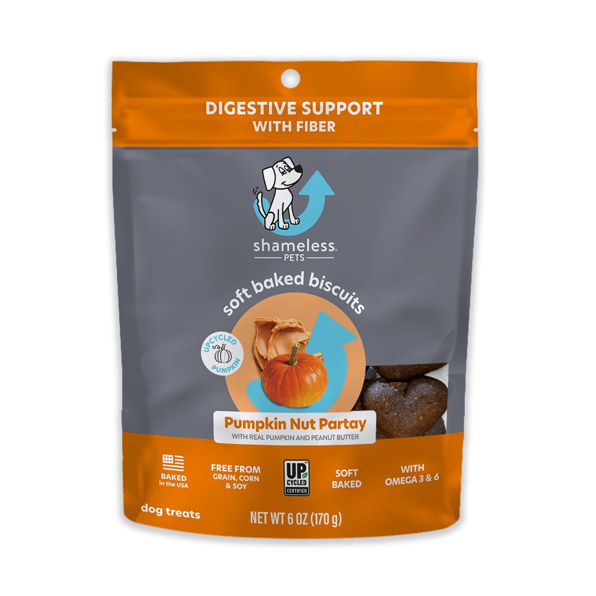 Shameless Pet Treats Pumpkin and Peanut Butter Soft-Baked Biscuit Dog Treats