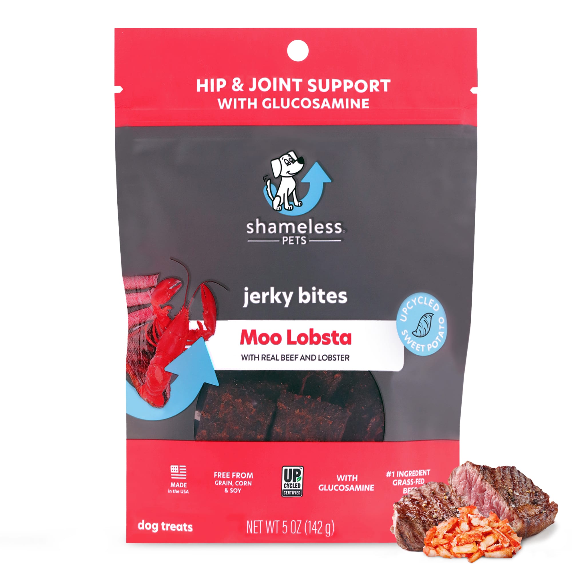 Shameless Beef & Lobster Jerky Bites Dog Treats, 5 oz