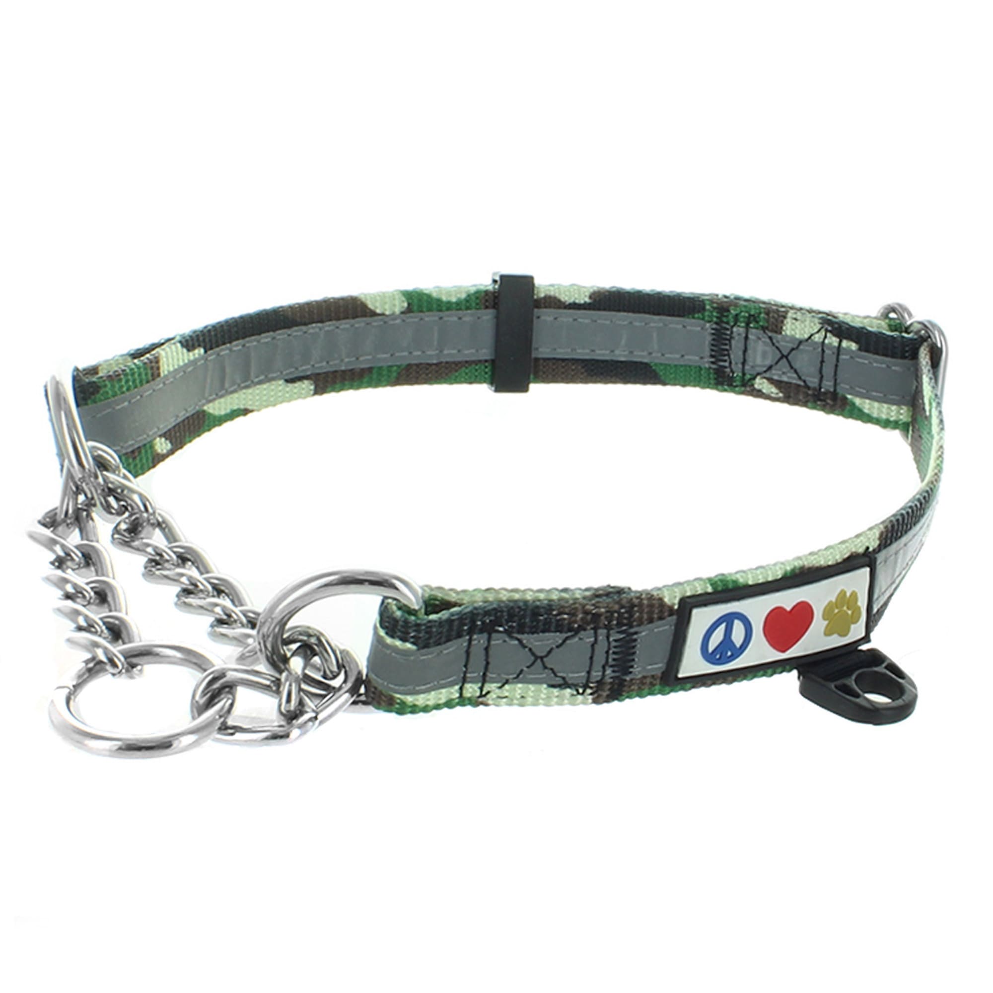 Pawtitas Camouflage Green Chain Martingale Dog Collar