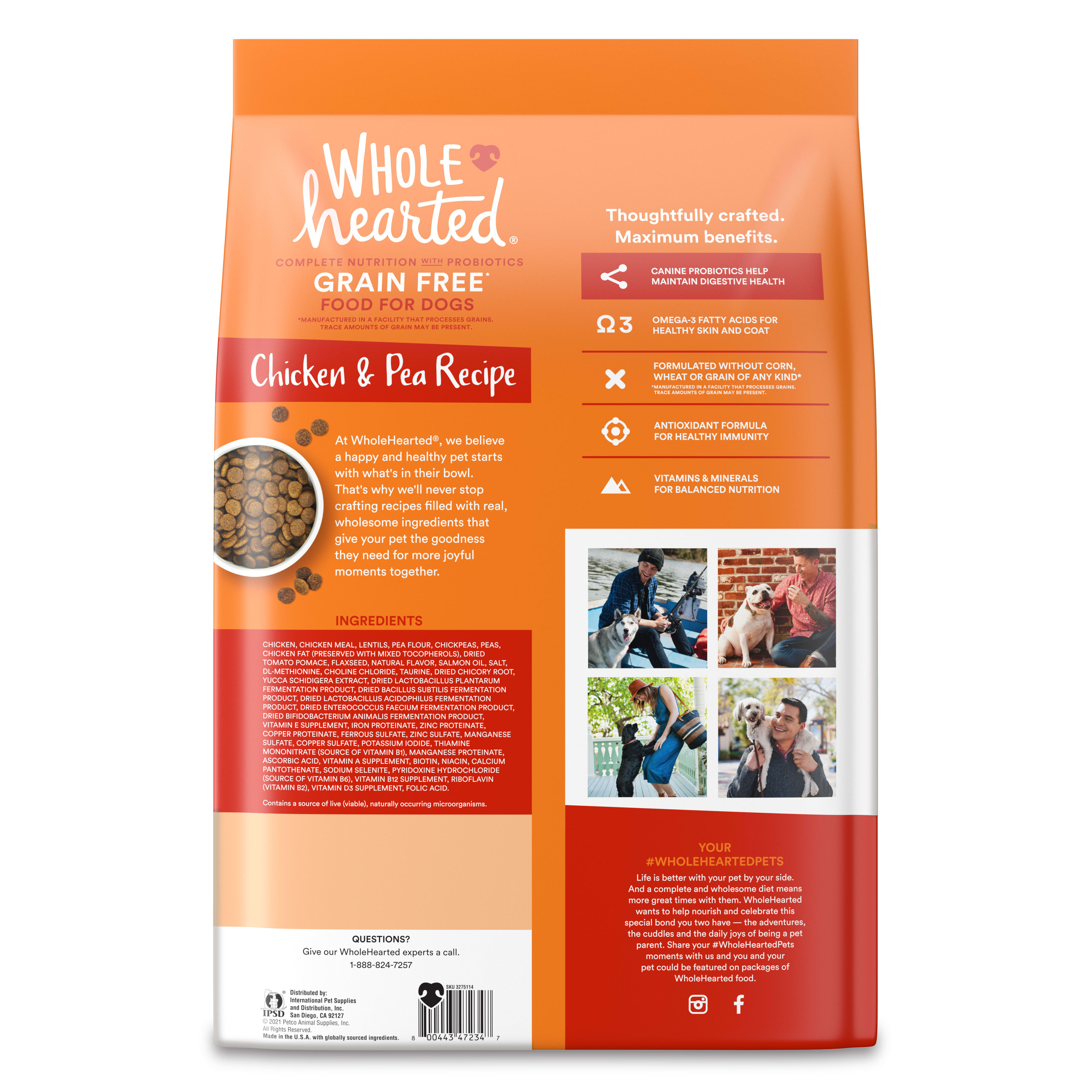 Wholehearted grain free skin and coat care pea and outlet salmon recipe dry dog food