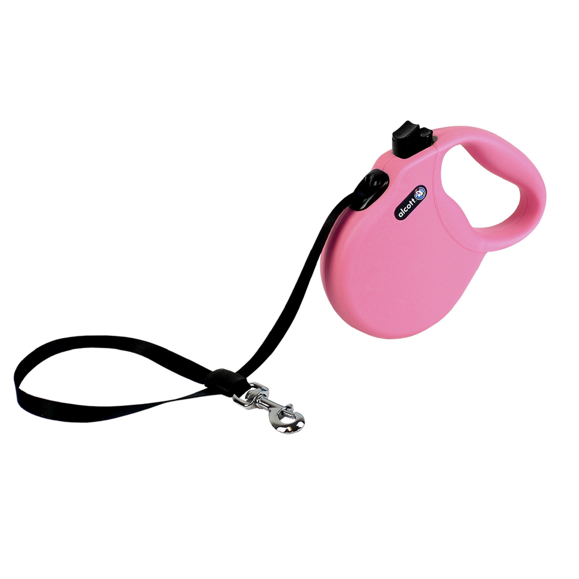 alcott Pink Wanderer Retractable Dog Leash for Dogs Up To 65 lbs., 16 ft.