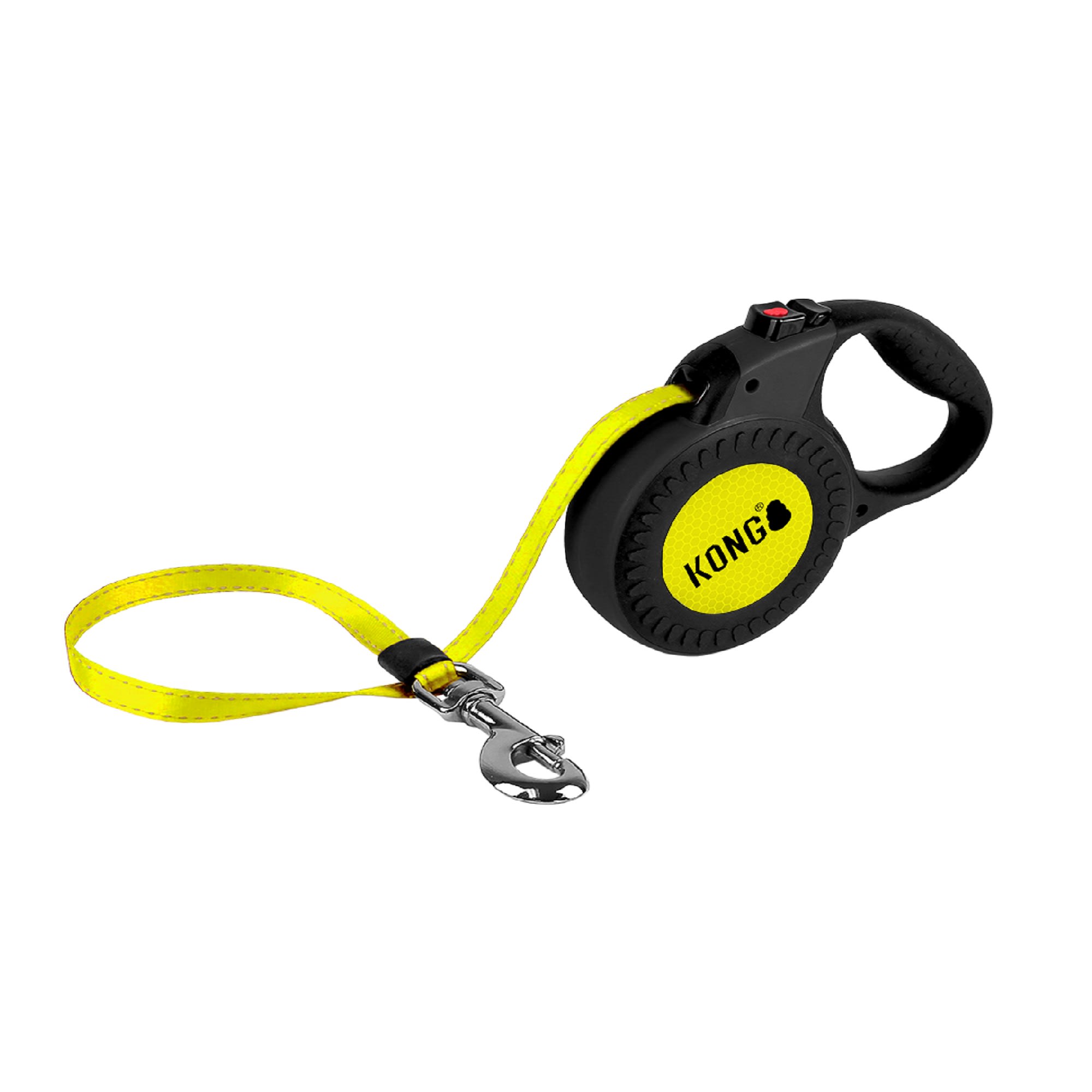 KONG Black and Neon Yellow Reflect Retractable Dog Leash for Dogs Up To 65  lbs., 16 ft.