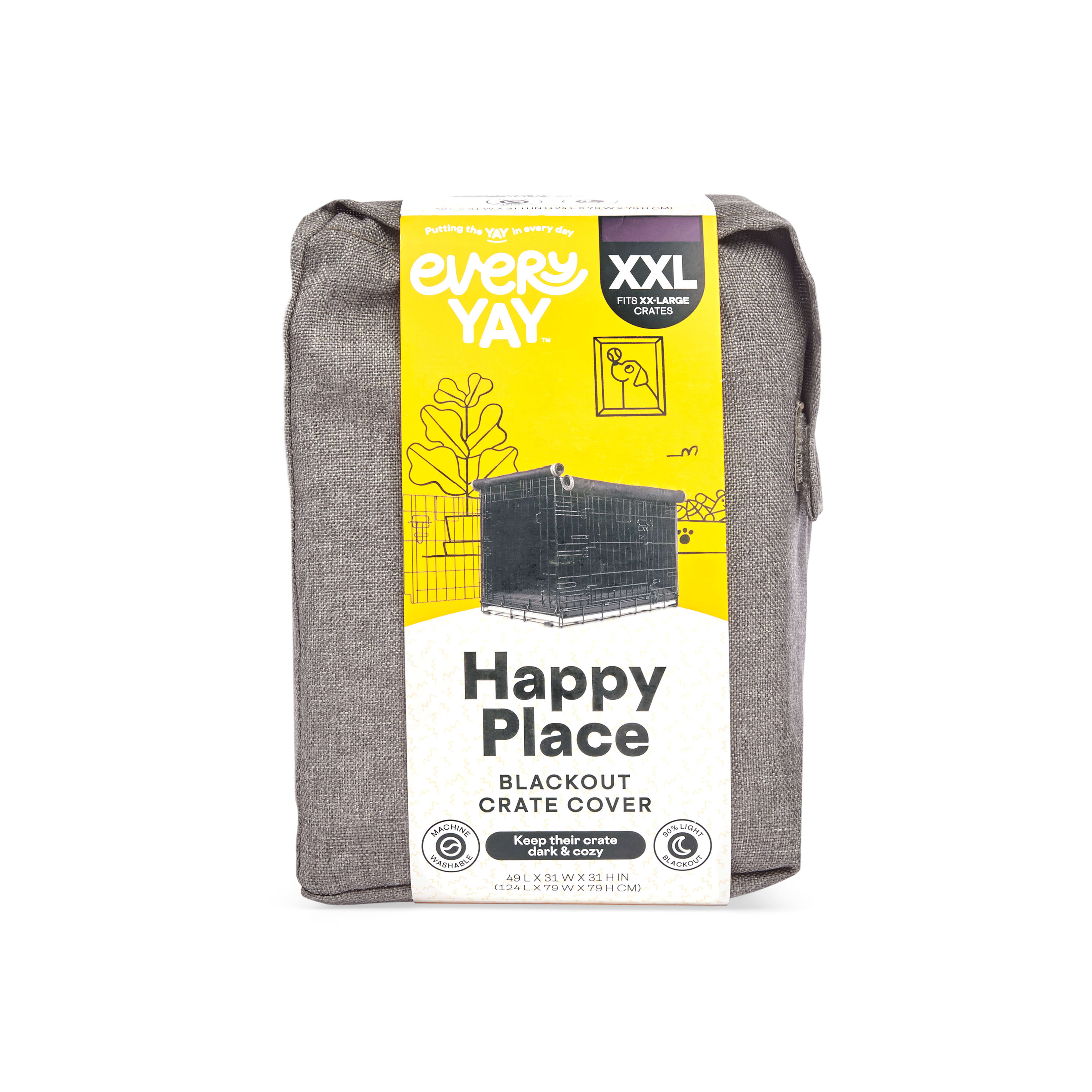 EveryYay Happy Place Grey Blackout Dog Crate Cover 24.25 L x 17.75 W x 18.25 H Small