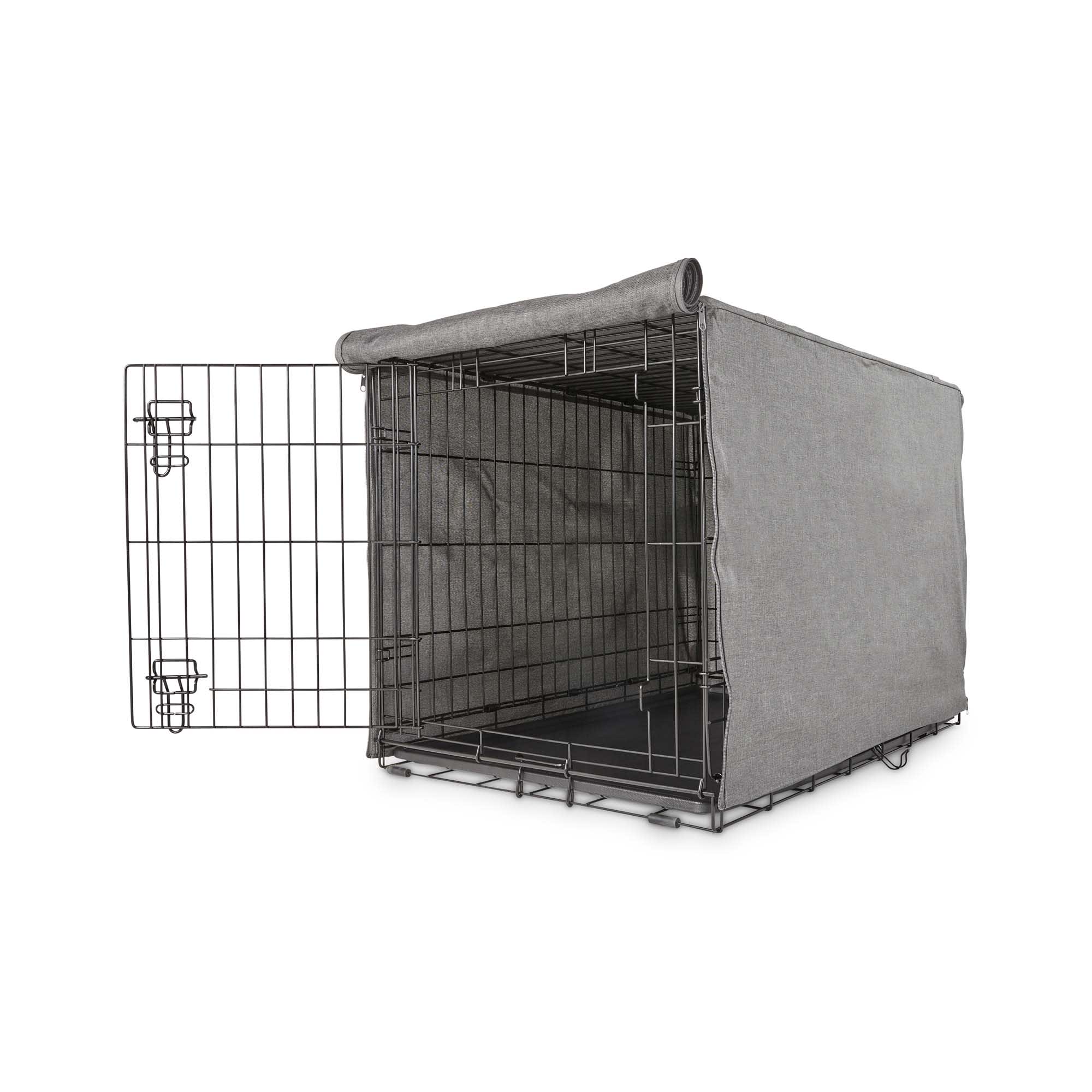 EveryYay Happy Place Grey Blackout Dog Crate Cover, 19