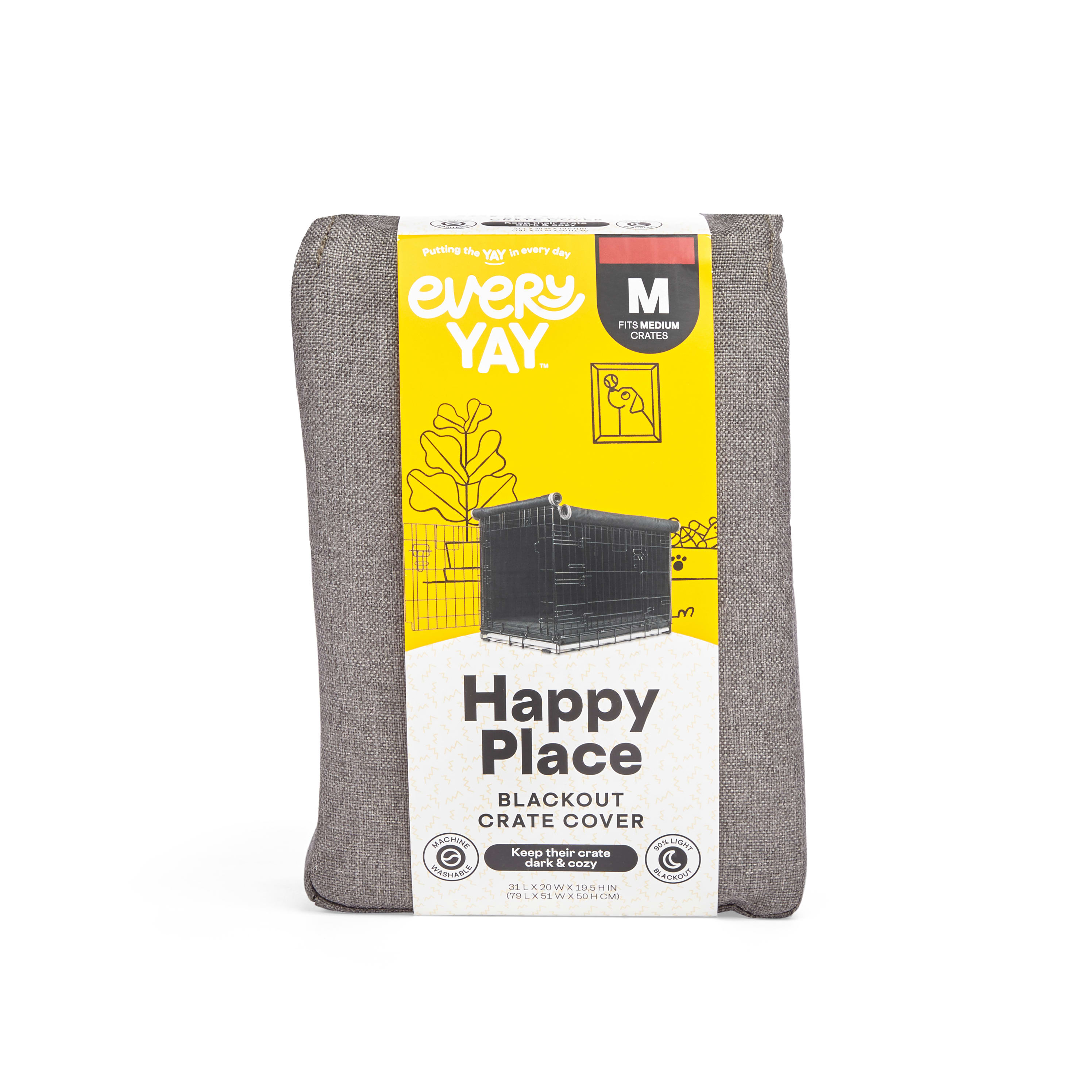 EveryYay Happy Place Grey Blackout Dog Crate Cover 19