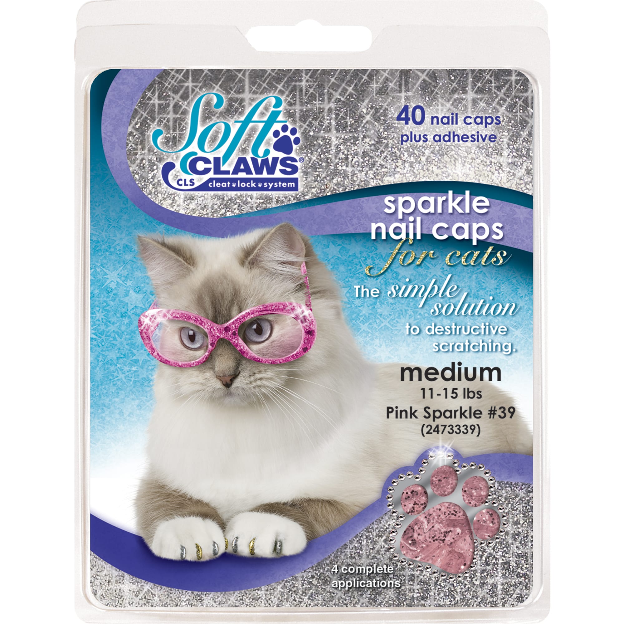 Soft Claws Clear Cat Nail Caps, Small