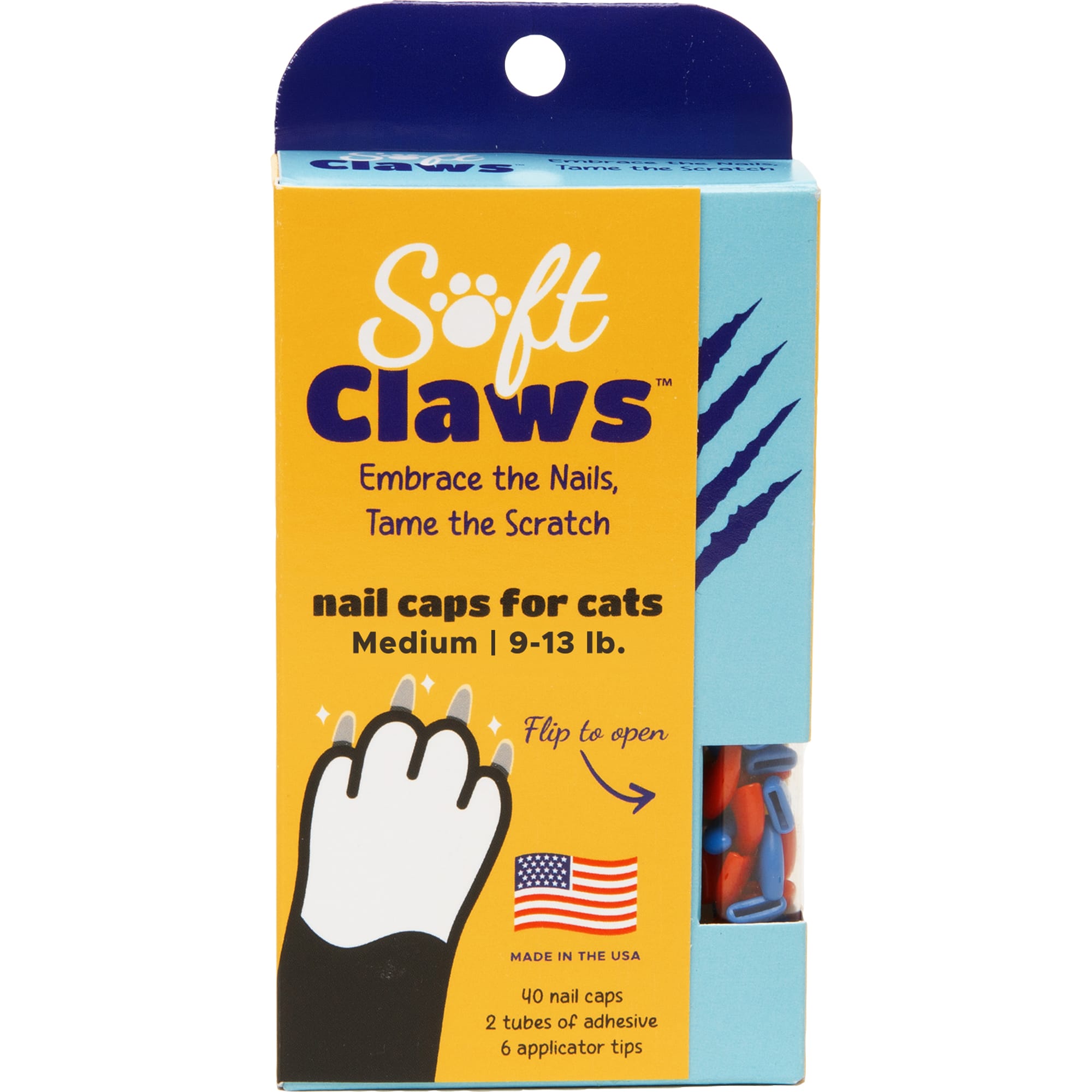 Soft Claws Summer Blue Red Cat Nail Caps Large Petco