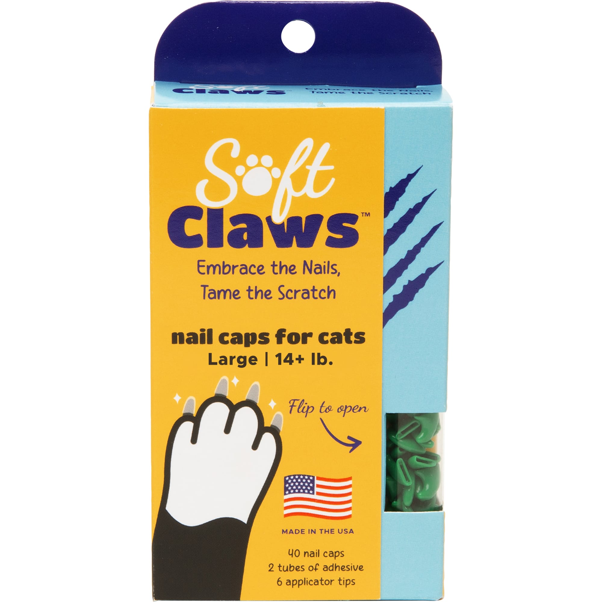 Soft Claws Green Large Cat Nail Caps for Scratch Safety & Comfort