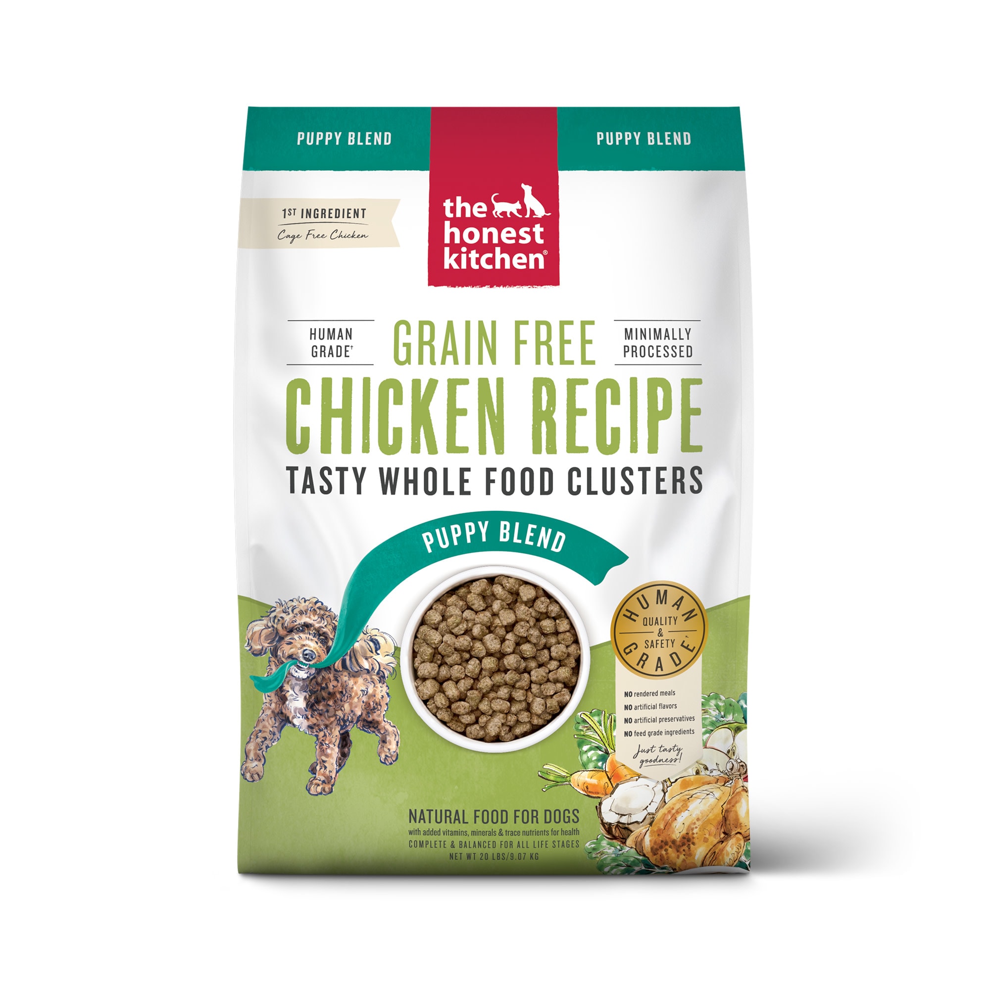 The Honest Kitchen Whole Food Clusters Puppy Grain Free Chicken Dry Dog Food, 20 lbs.
